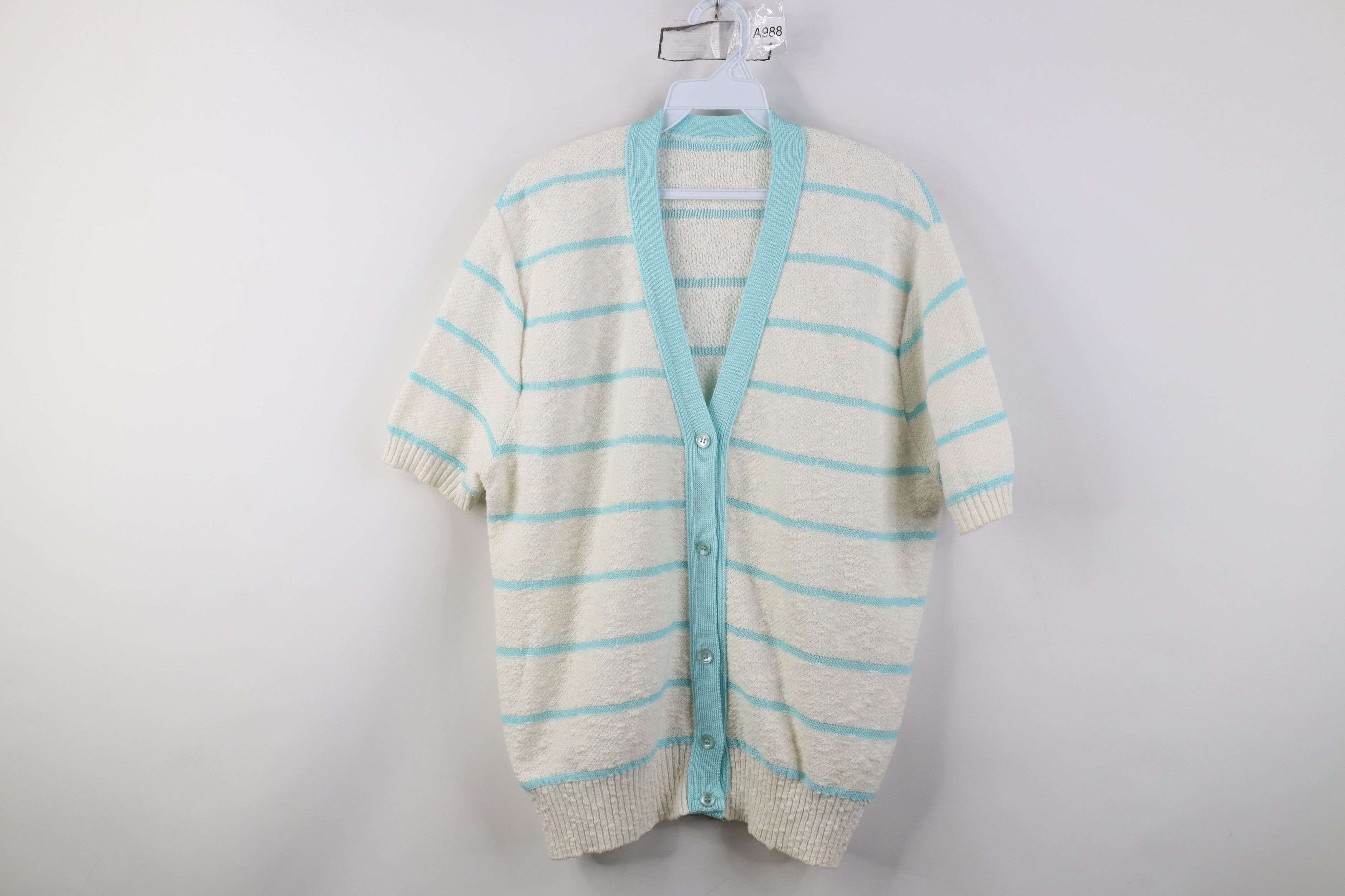 Vintage Vintage 90s Streetwear Striped Knit Short Sleeve Sweater Size L / US 10 / IT 46 - 1 Thumbnail
