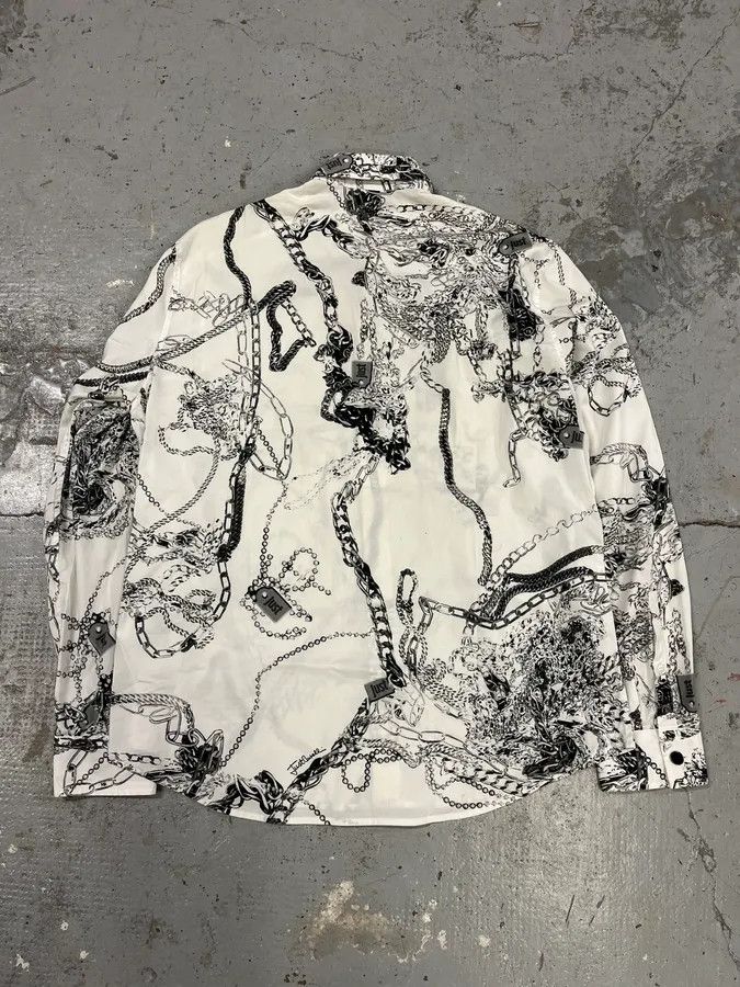 Just Cavalli AW2019 Cavalli White Chain Linked Mafia Shirt Size US S / EU 44-46 / 1 - 6 Thumbnail