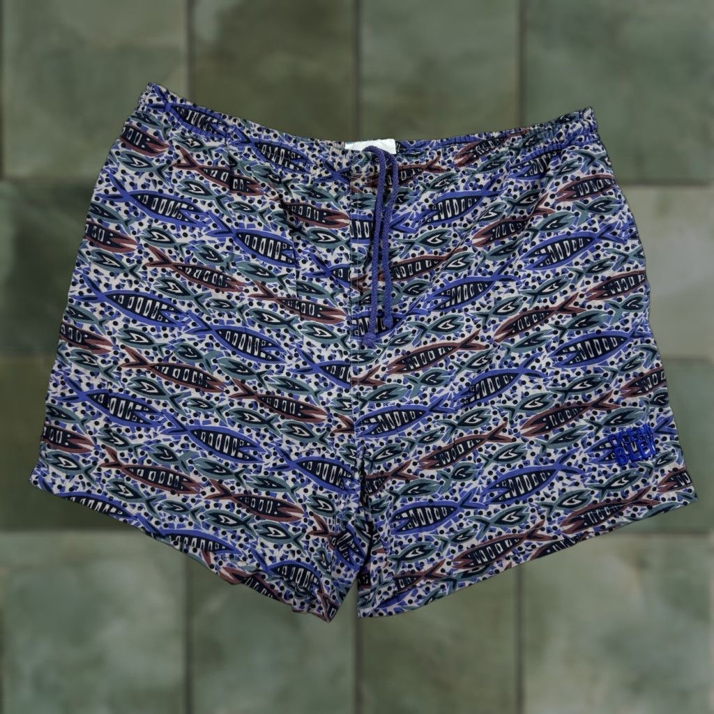 Vintage VINTAGE Ocean Bleu Swim Trunks Adult XL Blue Fish Print Trunks 90s Mens Swim Bottom Ocean Bleu Blue 90s Mens Size US 36 / EU 52 - 1 Thumbnail