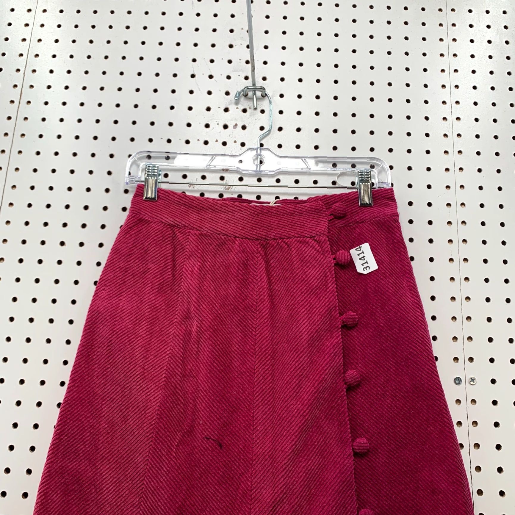 Vintage VINTAGE FRNCH Corduroy Skirt Women's Small Fuchsia Pink Knee-Length A-Line Button 90s Fashion Size 28" / US 6 / IT 42 - 2 Thumbnail