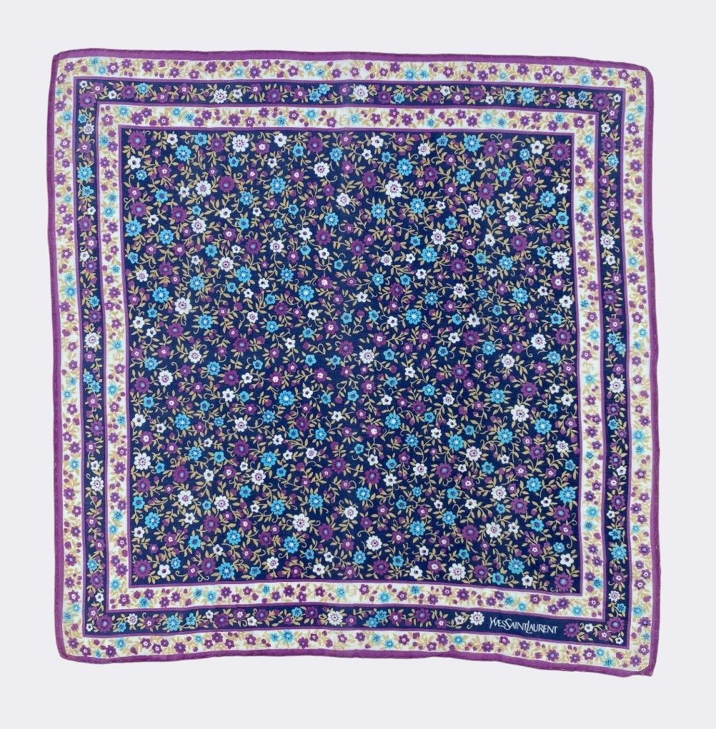 Vintage Vintage Yves Saint Laurent Floral Cotton Handkerchief Scarf Size ONE SIZE - 1 Thumbnail