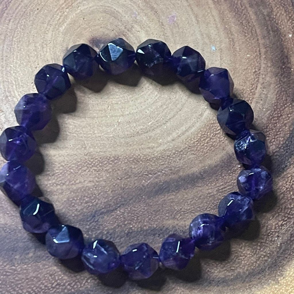 Other Amethyst purple diamond stretch beaded bracelet 7” crystal h Size ONE SIZE - 8 Thumbnail
