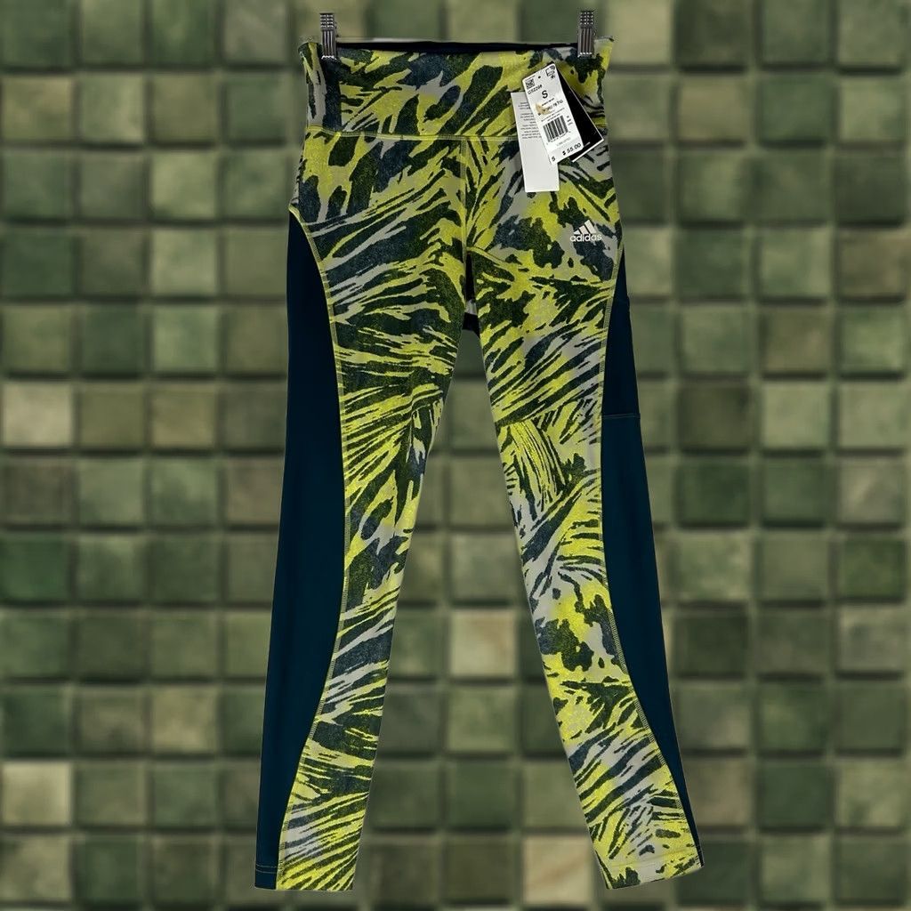 Adidas Adidas Leggings Womens Small Green Camo Primegreen Aeroready NWT Athletic Yoga Gym Running Training Slim Ankle High Rise, XS? Size 28" / US 6 / IT 42 - 1 Thumbnail