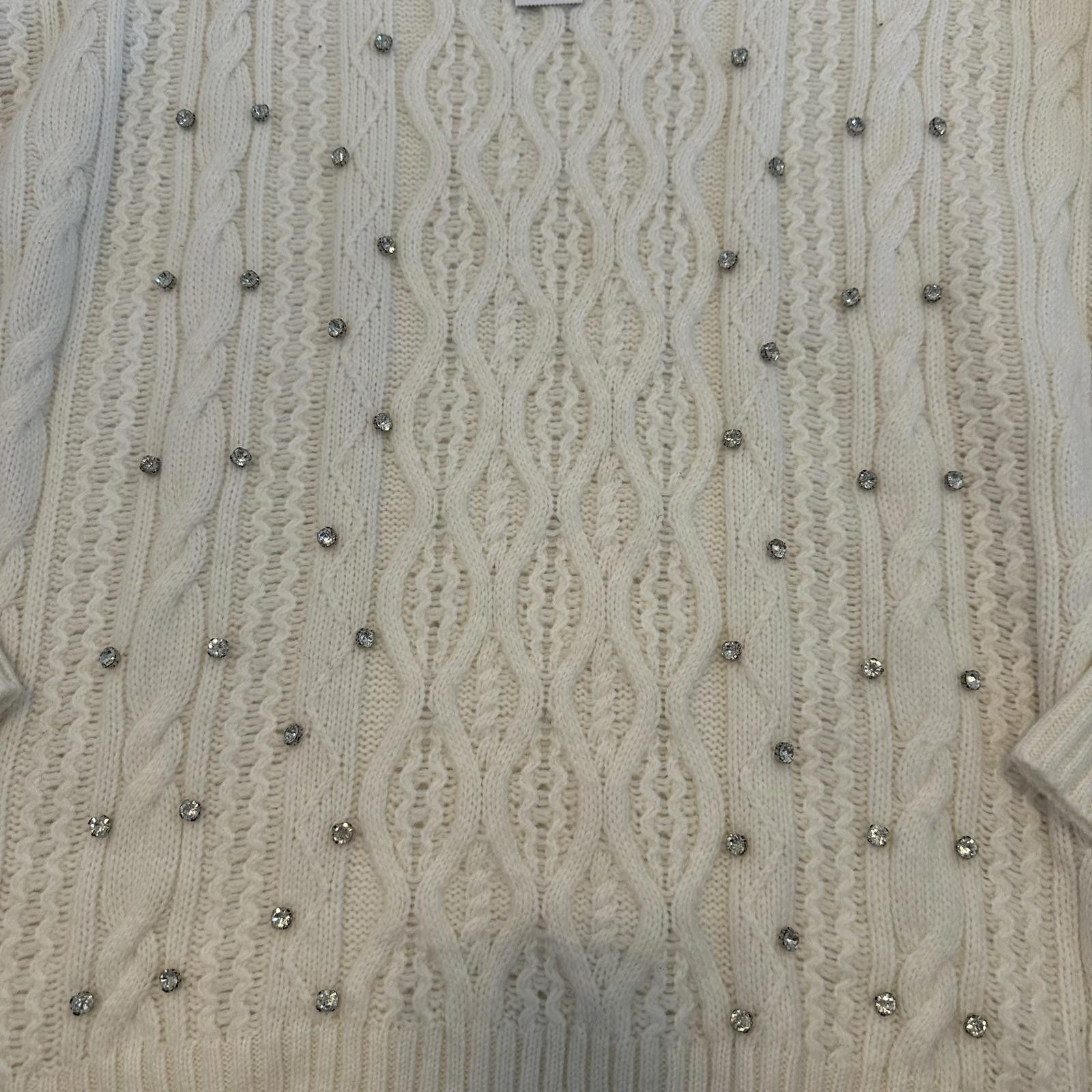 Express Express Cable Knit Sweater with rhinestone Accents Size XL / US 12-14 / IT 48-50 - 2 Thumbnail