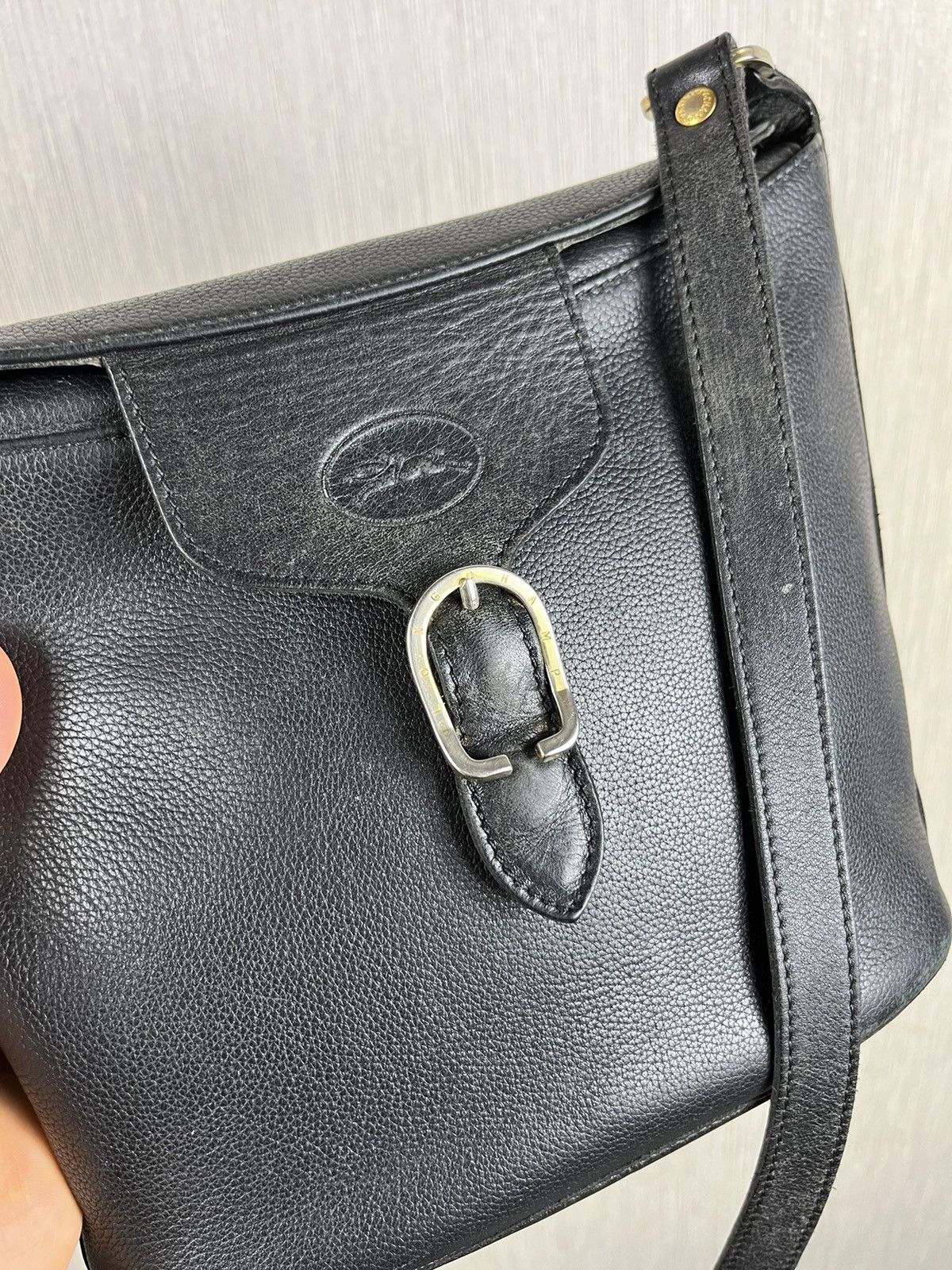 Leather × Longchamp × Vintage Vintage Longchamp crossbody genuine leather bucket bag logo Size ONE SIZE - 13 Thumbnail