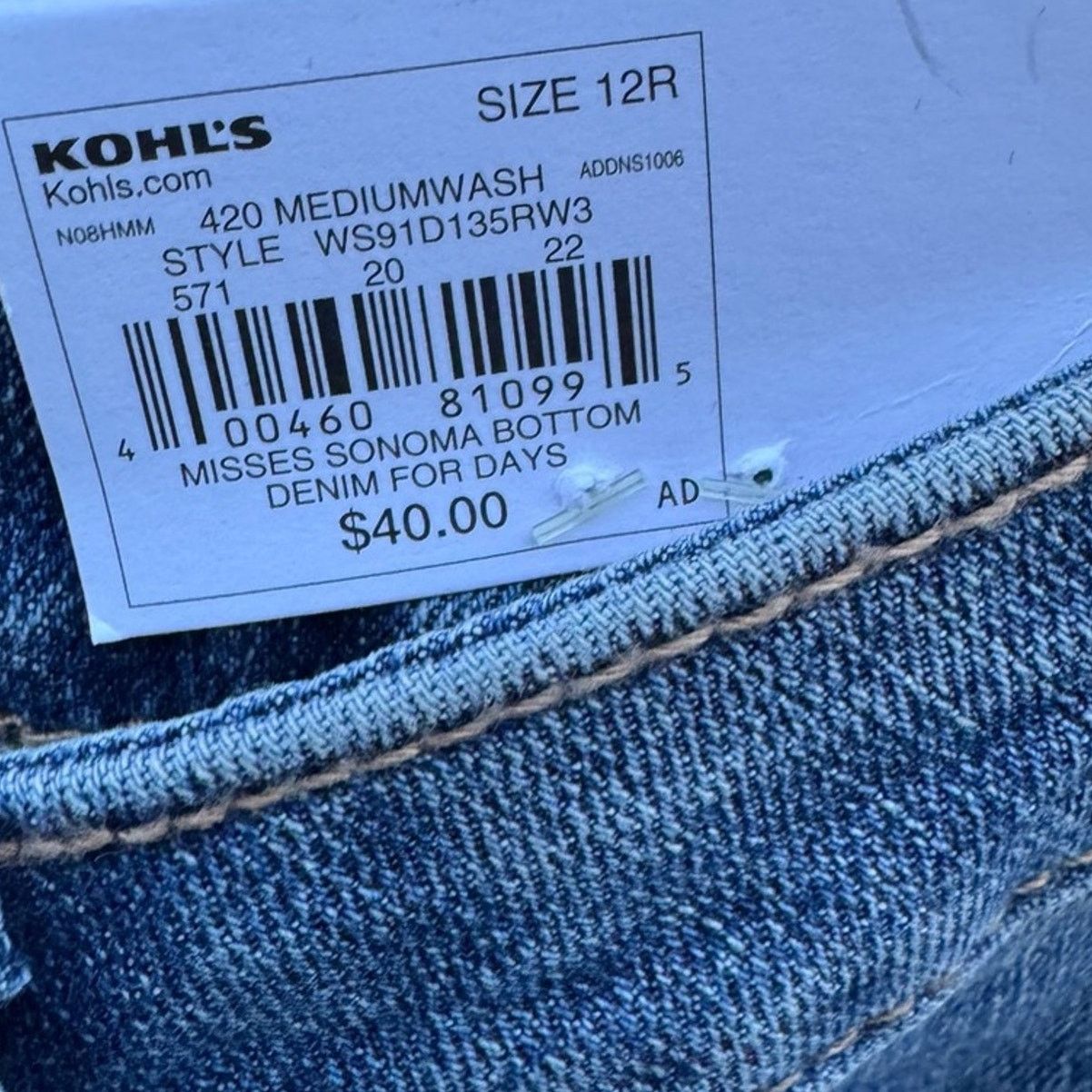 Sonoma NWT New Sonoma Womens Size 12R High Rise Denim Blue Jeans Size 34" / US 12 / IT 48 - 4 Thumbnail