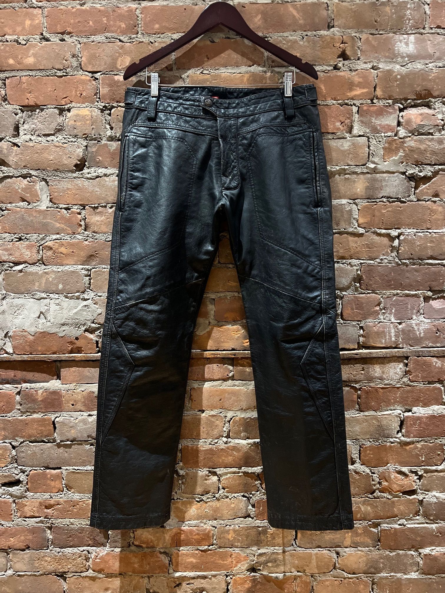 Diesel Diesel “Industry Division” Black Washed Leather Pants Size US 32 / EU 48 - 2 Thumbnail