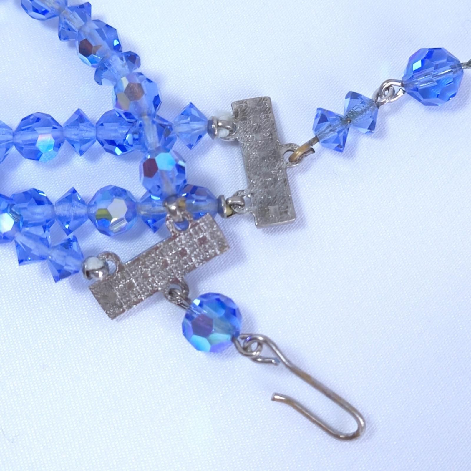 Designer Blue Faceted Crystal Beaded Double-Strand 1950s Necklace Size ONE SIZE - 4 Thumbnail