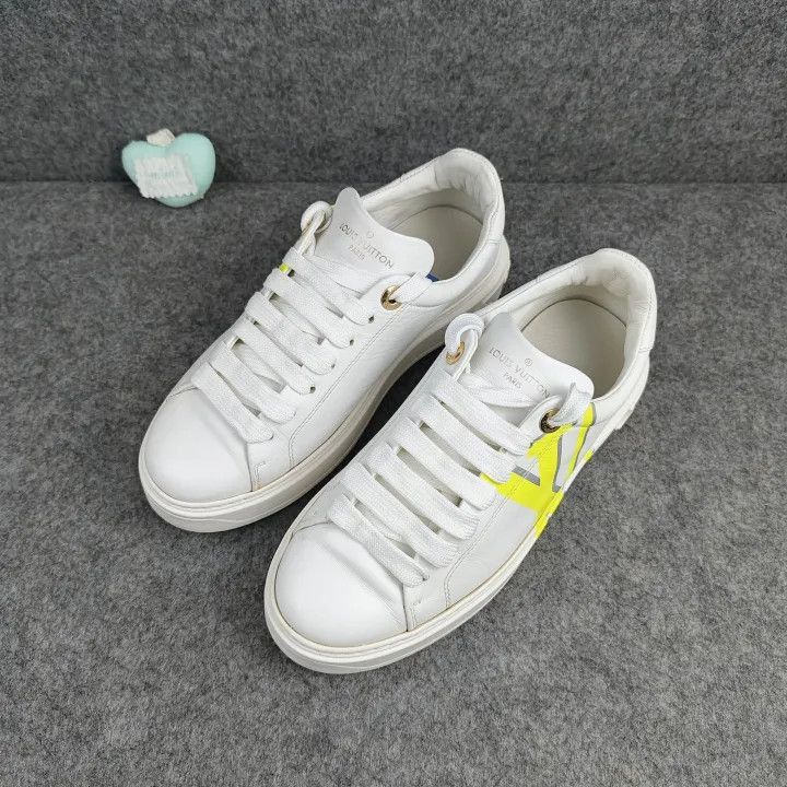 Louis Vuitton Louis Vuitton Time Out White and Yellow Sneakers -2508 Size US 6 / IT 36 - 1 Thumbnail
