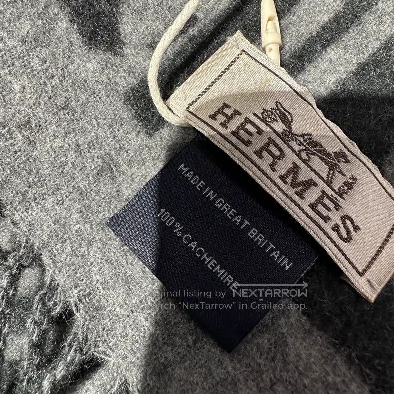 Hermes Hermes Badge logo pattern fringed cashmere product Size ONE SIZE - 4 Thumbnail