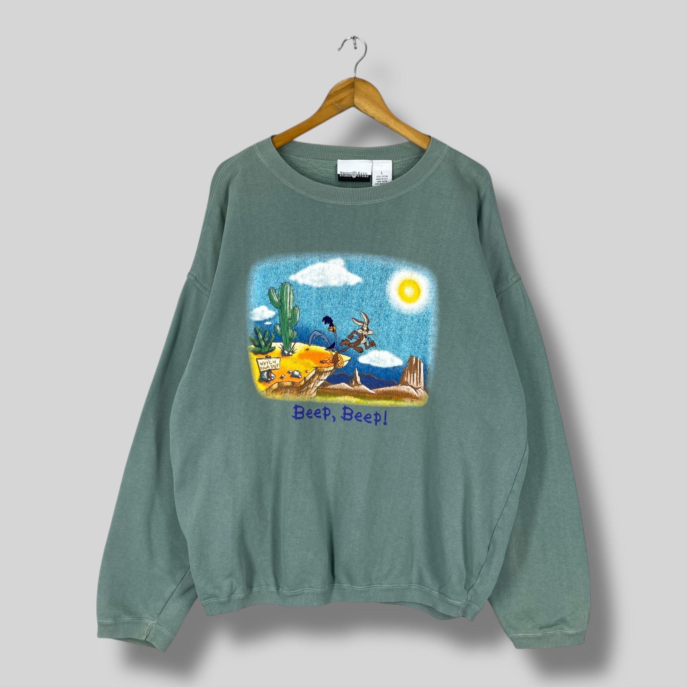 Warner Bros Vintage Wile E. Coyote And Road Runner Cartoon Sweatshirt Size US L / EU 52-54 / 3 - 1 Thumbnail