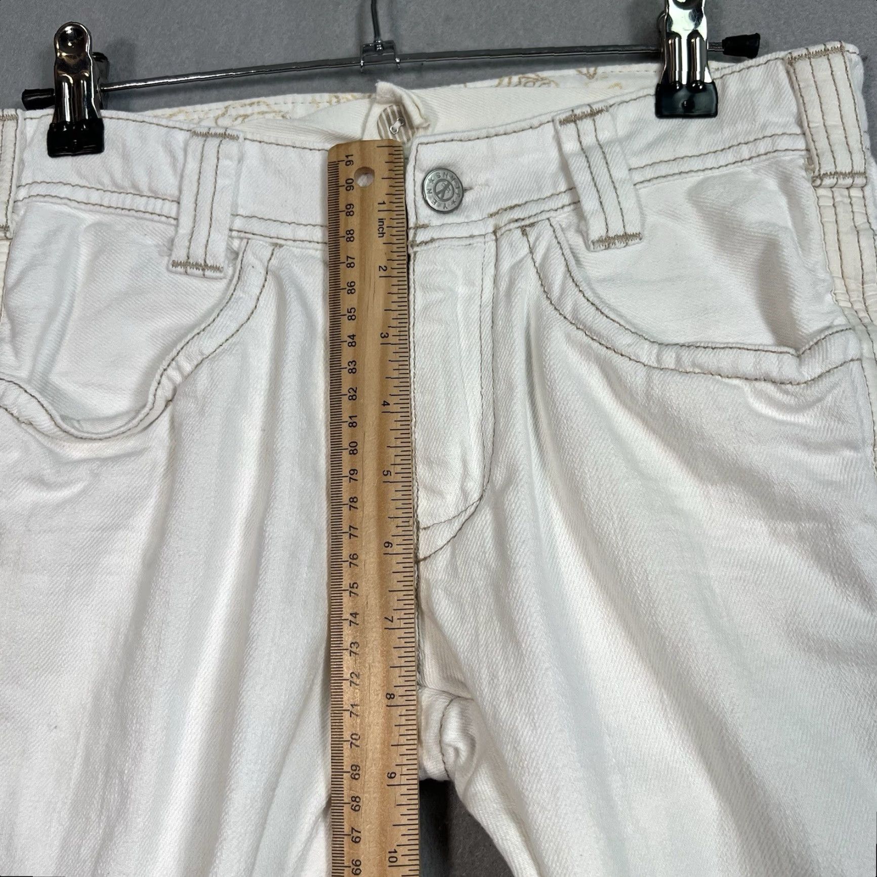 Denime VINTAGE Michiko Koshino Jeans Womens Size 25 White Skinny Denim Cotton Stretch Size 42" / US 20 - 7 Thumbnail