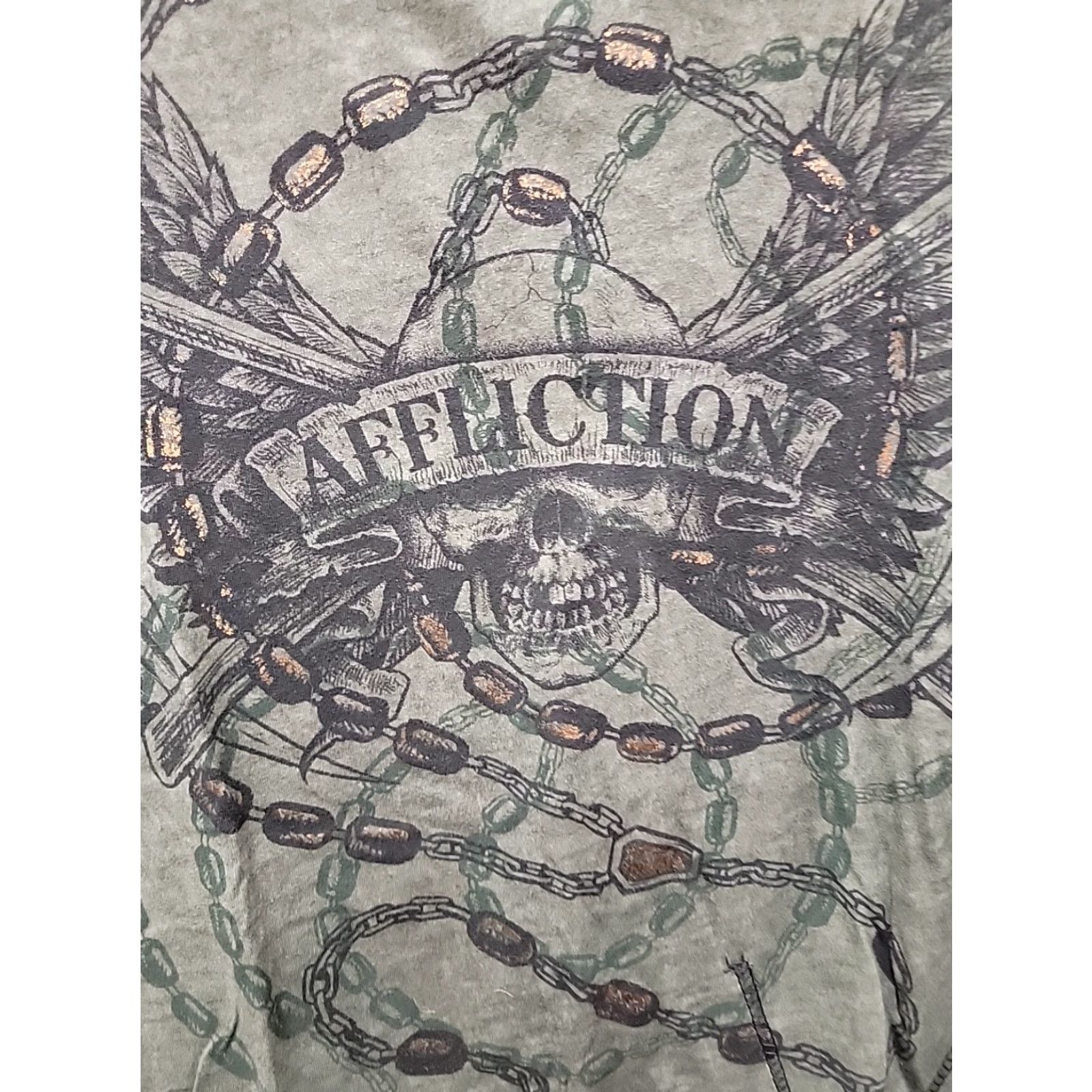 Affliction VINTAGE Affliction Shirt Green Skull Rosary Cross Graphic Size S Mens Shirt Size US S / EU 44-46 / 1 - 4 Thumbnail
