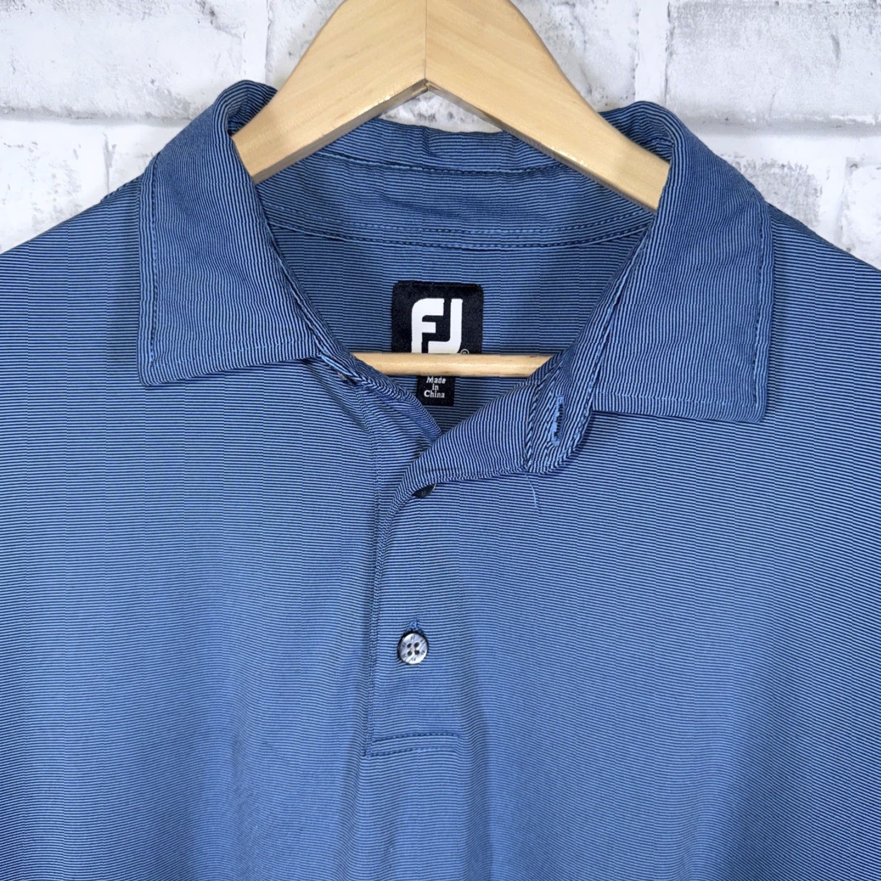 Footjoy FootJoy Polo Shirt Striped Long Sleeve Mens XL Blue Size US XL / EU 56 / 4 - 2 Thumbnail
