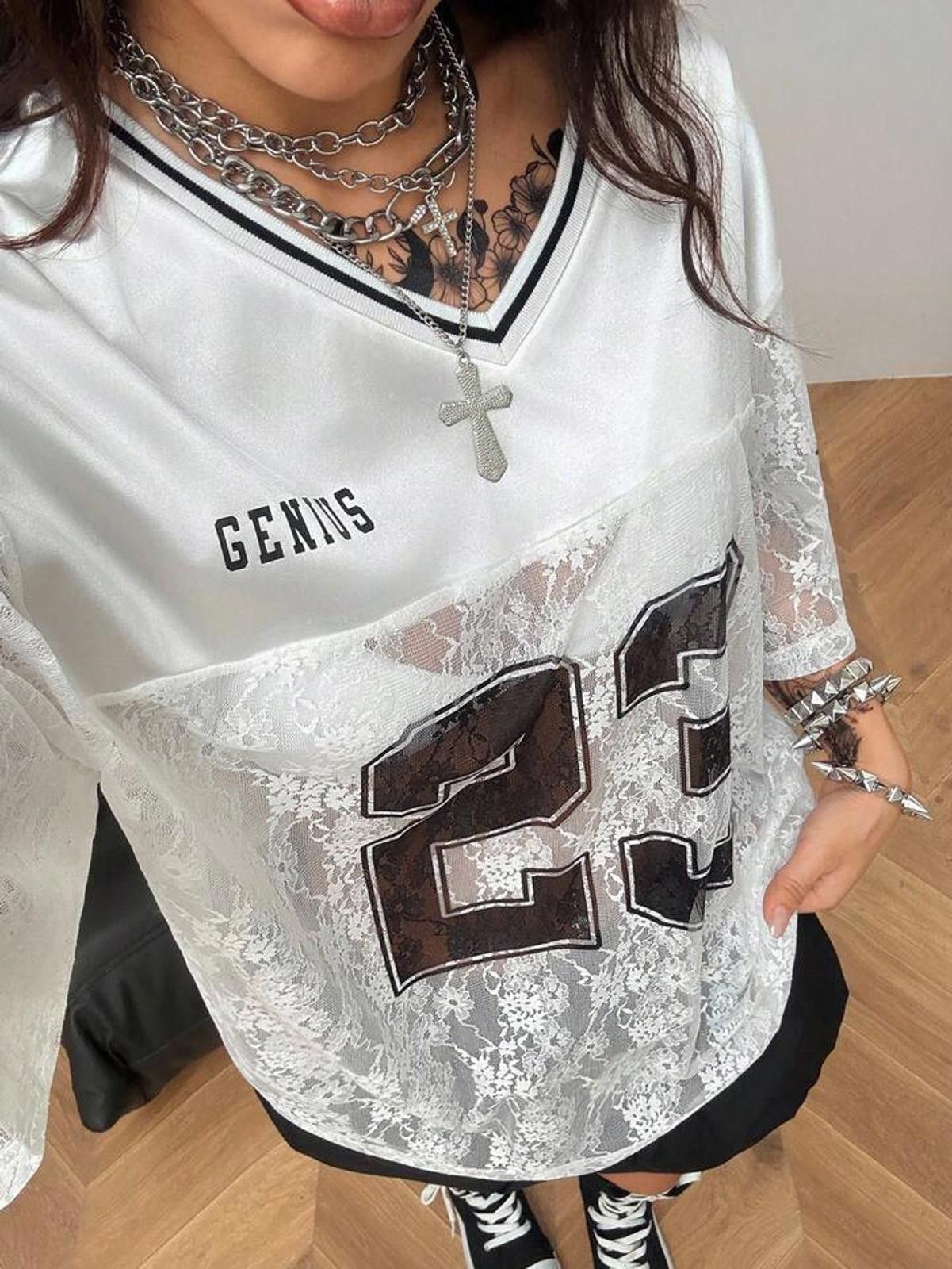 Other Genius 23 Lace Top Sexy Jersey Size ONE SIZE - 8 Thumbnail