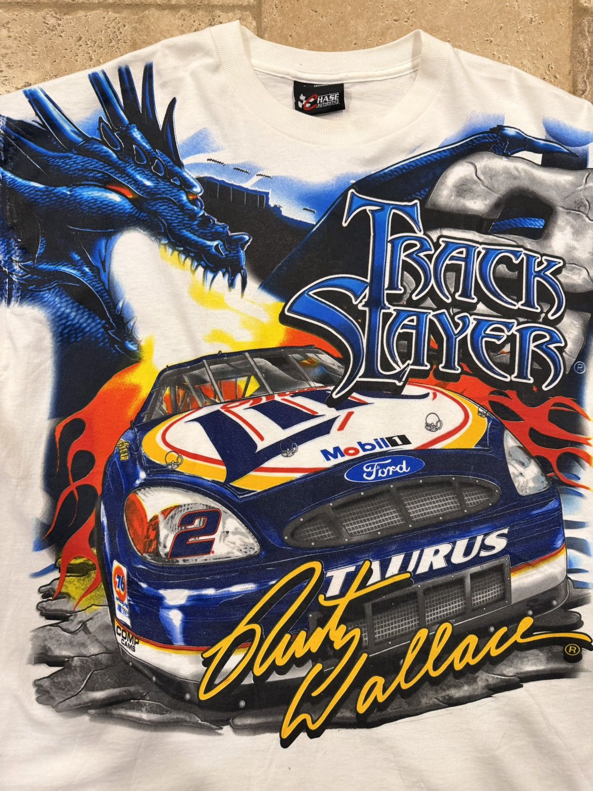Vintage NASCAR Vintage Rusty Wallace Track Slayer White/Blue Tee Size US L / EU 52-54 / 3 - 11 Thumbnail