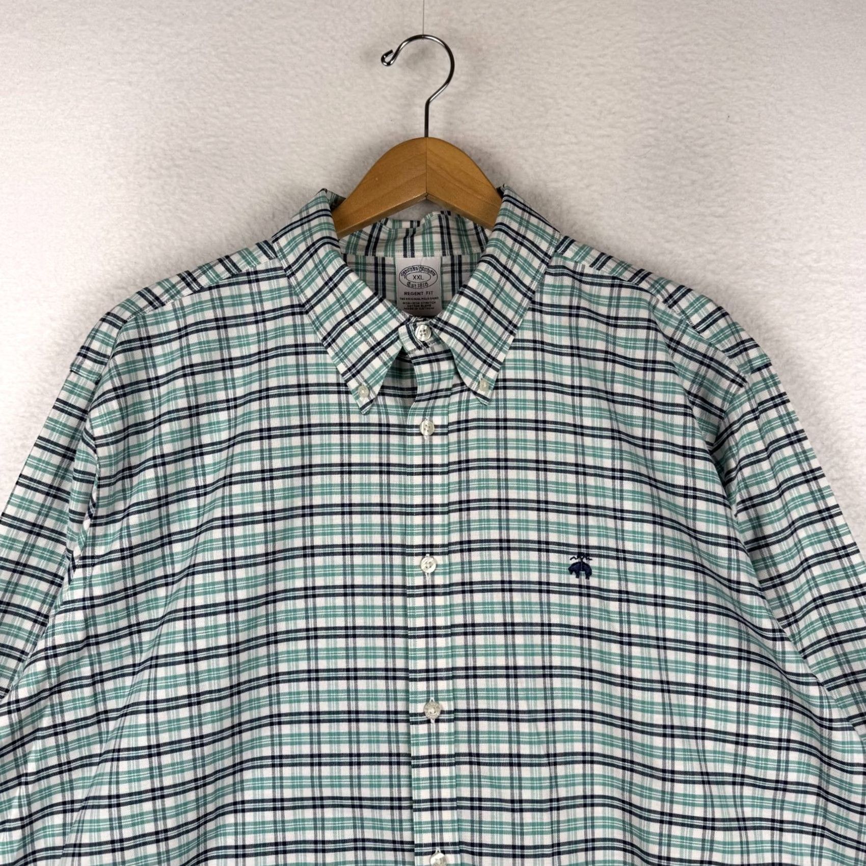 Brooks Brothers Brooks Brothers Mens XXL Regent Fit Green White Plaid Button-Down Shirt Size US XXL / EU 58 / 5 - 4 Thumbnail