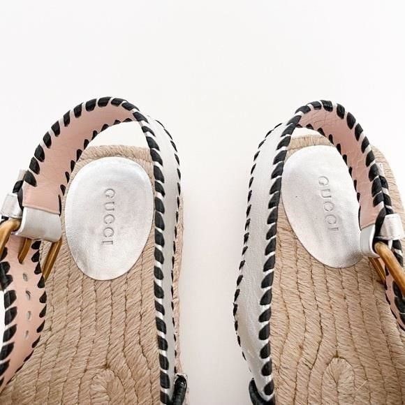 Gucci Authentic - Pilar Embroidered Double G Logo Slingback Espadr Size US 5 / IT 35 - 13 Thumbnail