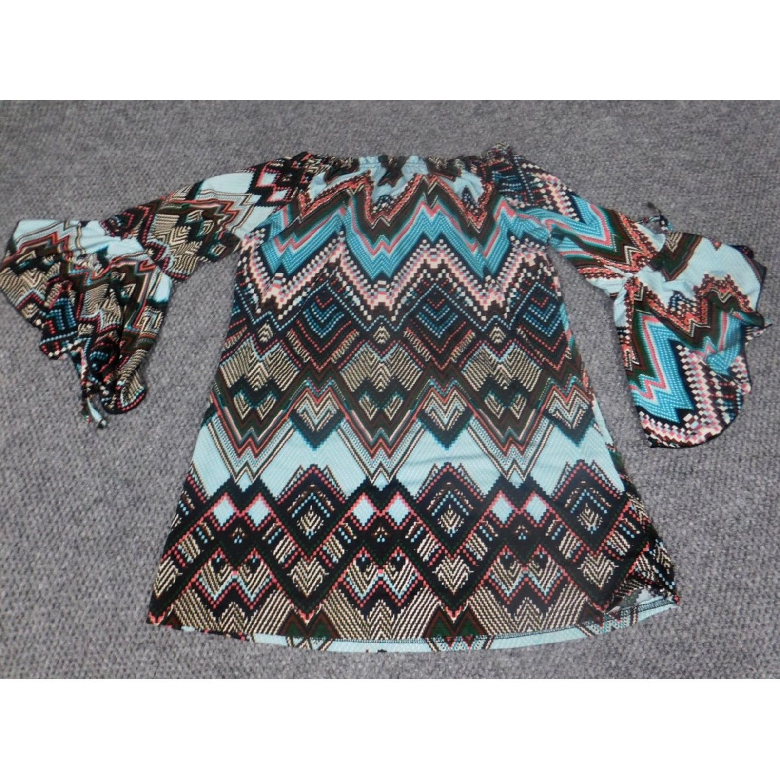 Vintage Lildy Womens Blouse M Blue Pullover Stretch Tunic Crew Neck Long Sleeve Casual Knit Rayon Shirt Womens Size M / US 6-8 / IT 42-44 - 7 Thumbnail