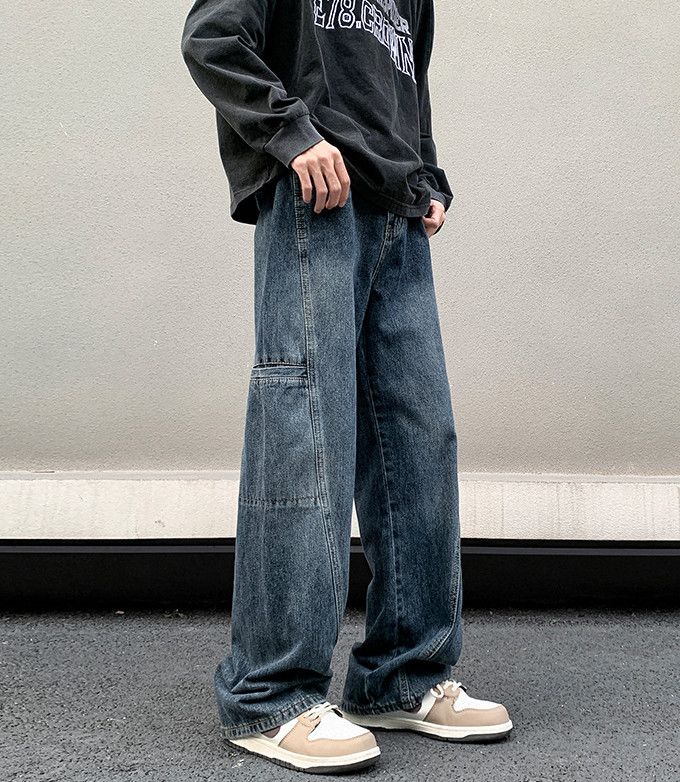 Japanese Brand Japanese retro workwear casual men's loose straight jeans Size US 32 / EU 48 - 5 Thumbnail