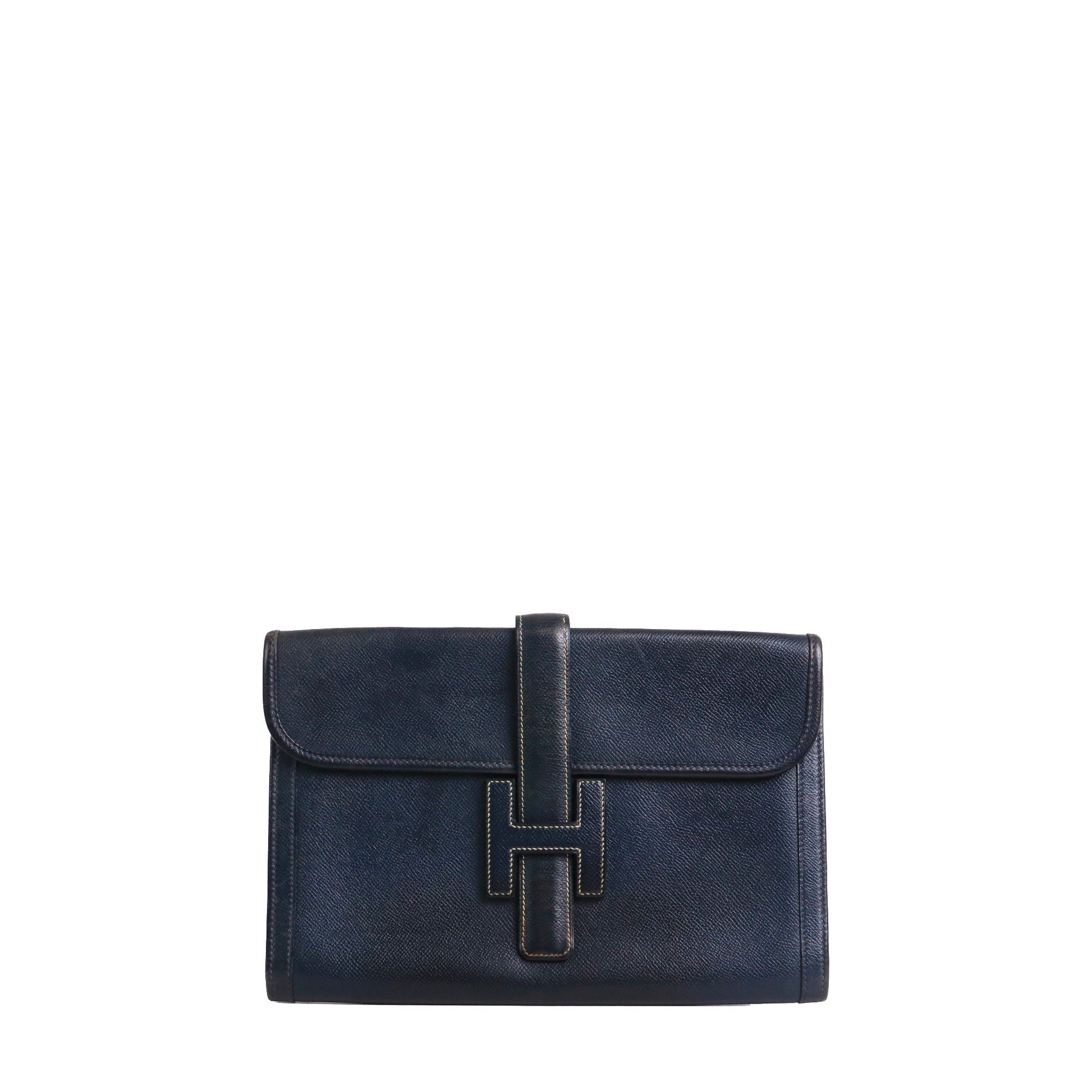 HERMÈS - Jige Hermès clutch in navy blue epsom leather