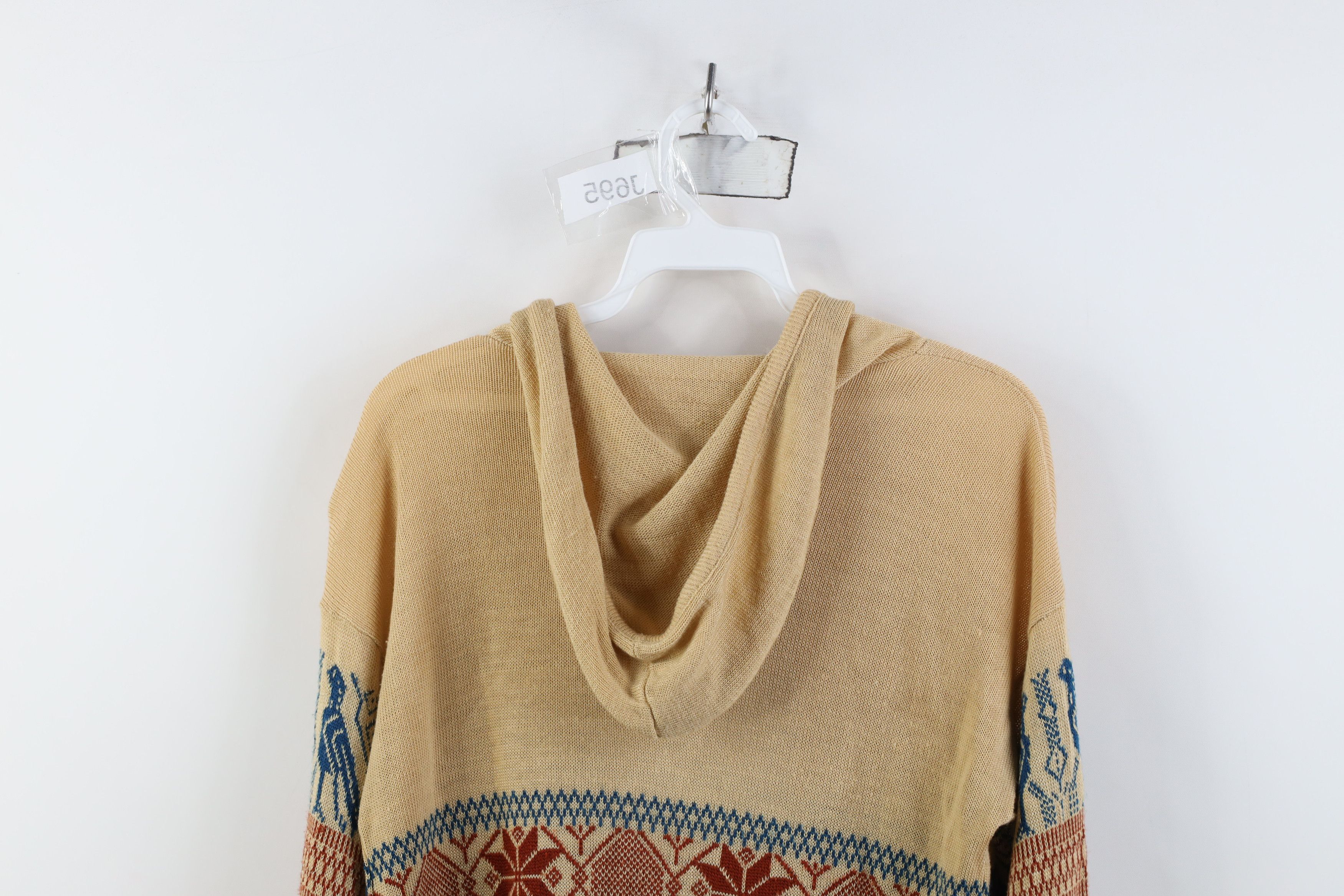 Vintage Vintage 60s 70s Boho Chic Knit Hooded Hoodie Sweater USA Size M / US 6-8 / IT 42-44 - 14 Thumbnail