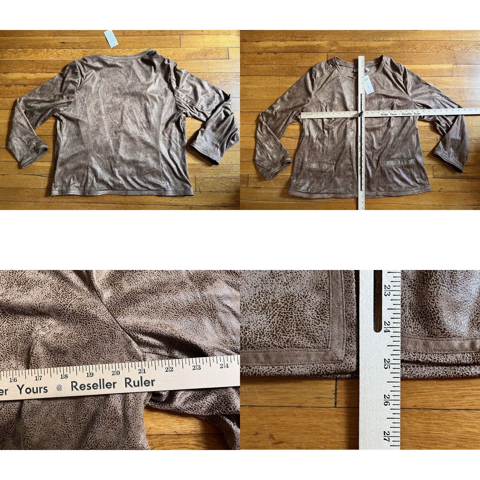 Vintage Chico's Embossed Faux Suede Jacket Women’s XL Brown Size XL / US 12-14 / IT 48-50 - 8 Thumbnail