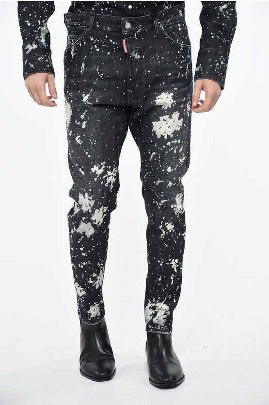 image of Dsquared2 Relax Long Crotch Denims With Studded Application 16Cm in Black, Men's (Size 36)