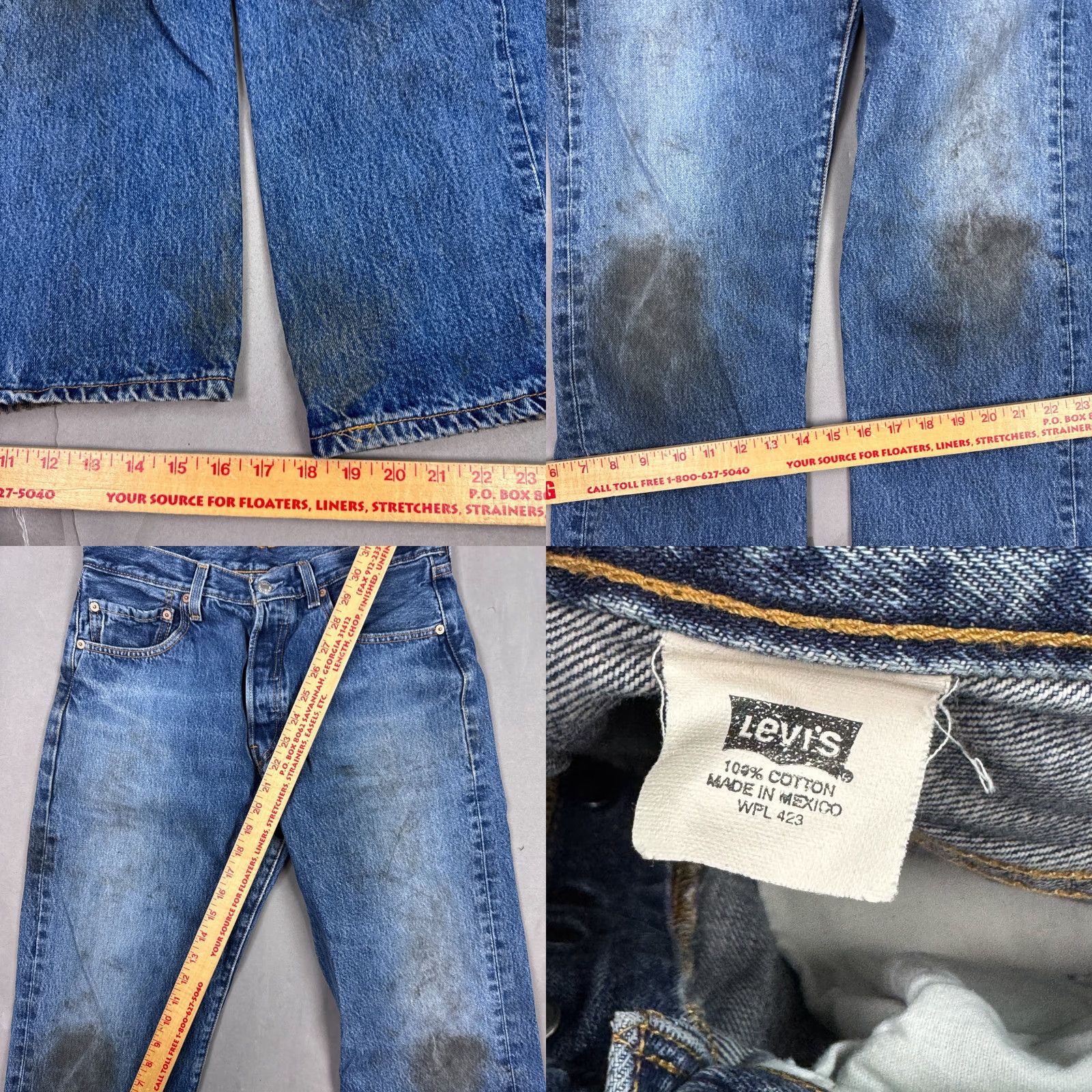 Levi's VINTAGE Levi's 501 Jeans Mens 32x30 Blue Y2K Pants Thrashed Workwear (Tag33x30) Size US 33 - 9 Thumbnail