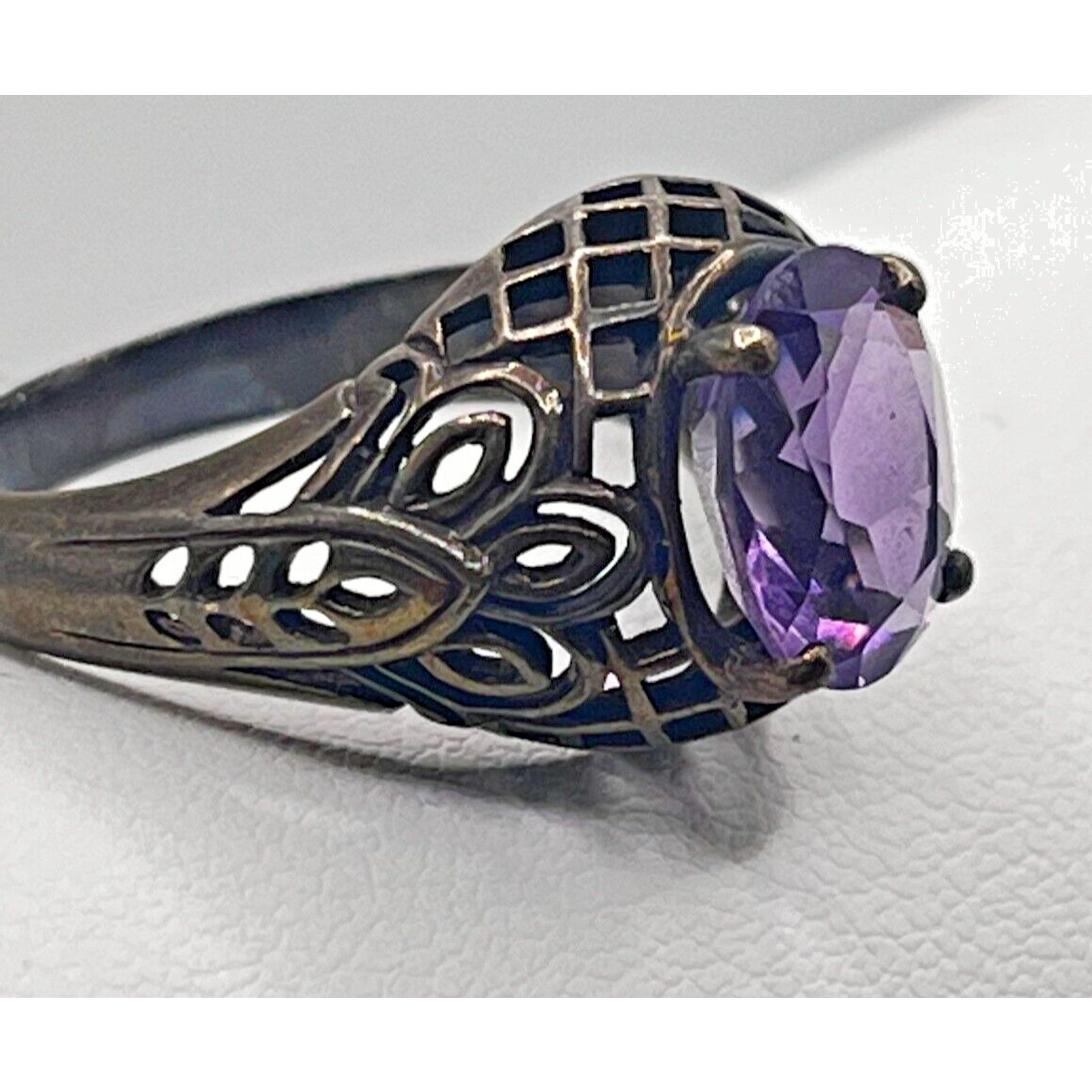 Other 1CT Natural Amethyst 925 Silver Victorian Style Ring Sz 8 Size ONE SIZE - 4 Thumbnail