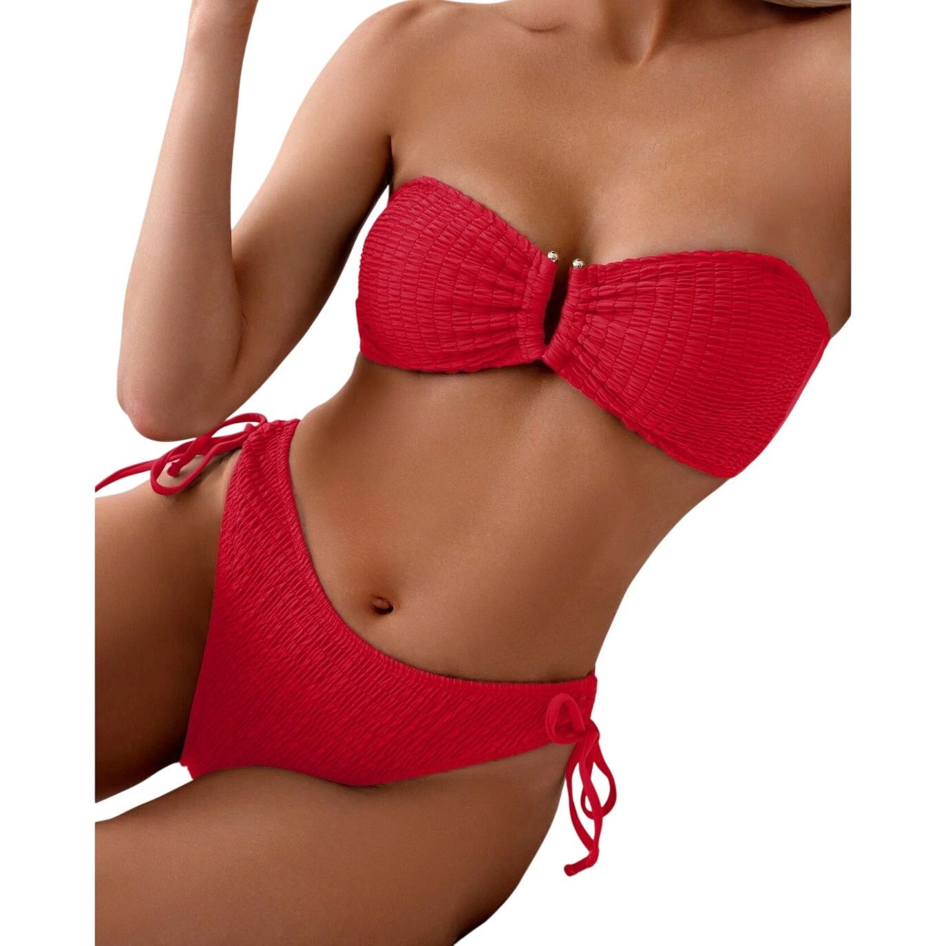 Shein Minimalist Strapless Bikini in Red, Size M Size ONE SIZE - 1 Thumbnail