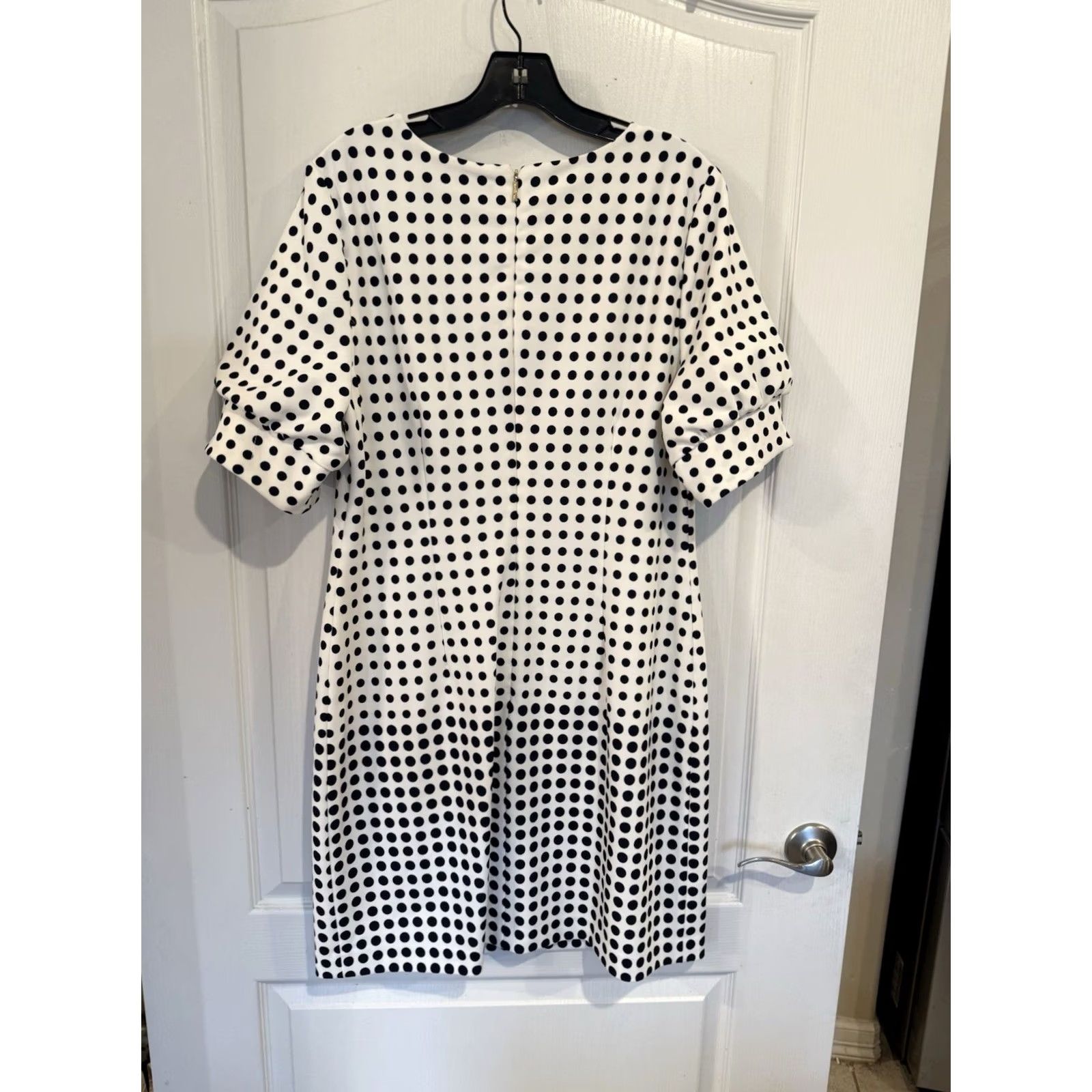 Karl Lagerfeld Karl Lagerfeld Paris Women’s Dress Polka Dot Puff Sleeve Knee Length White Navy sz 14 Womens Size XL / US 12-14 / IT 48-50 - 7 Thumbnail