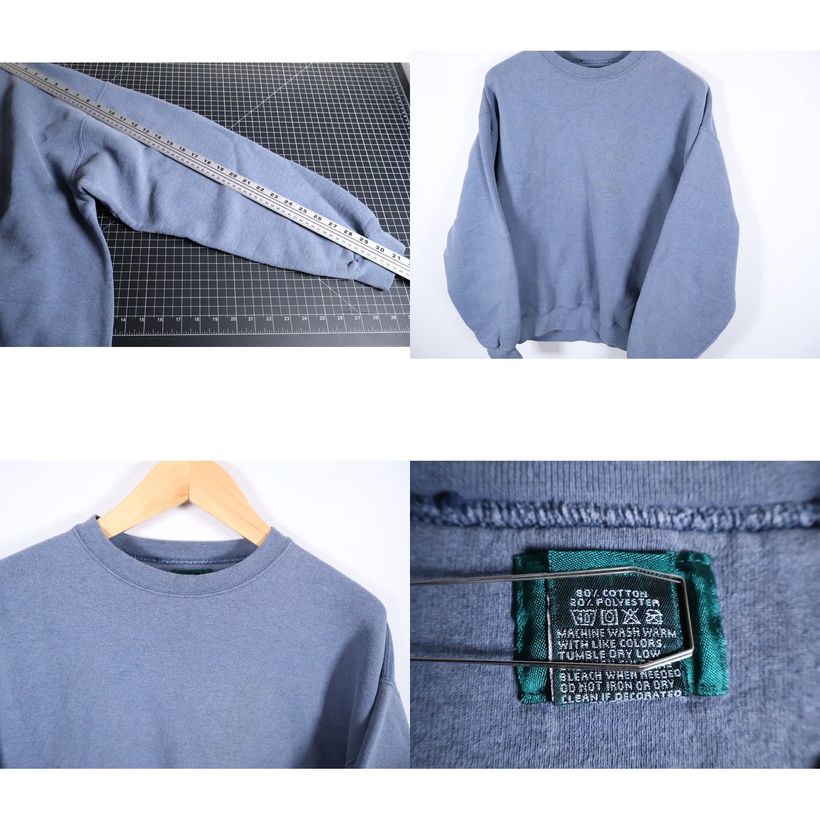 Vintage VINTAGE 90s Faded Sweatshirt Men's XL Blue Crewneck Solid Blank USA Made Cotton Blend Pullover Sweatshirt Size US XL / EU 56 / 4 - 8 Thumbnail