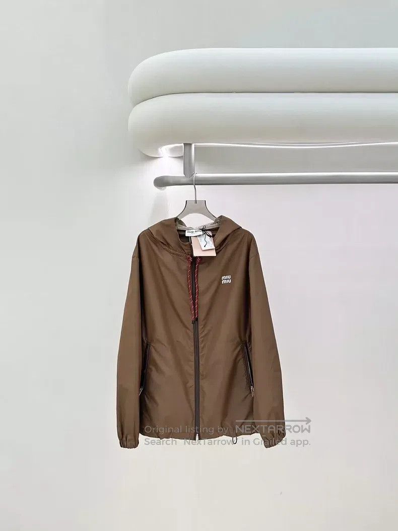 Miu Miu Miu Miu 36 Brown drawstring hooded jacket coat Size S / US 4 / IT 40 - 1 Thumbnail
