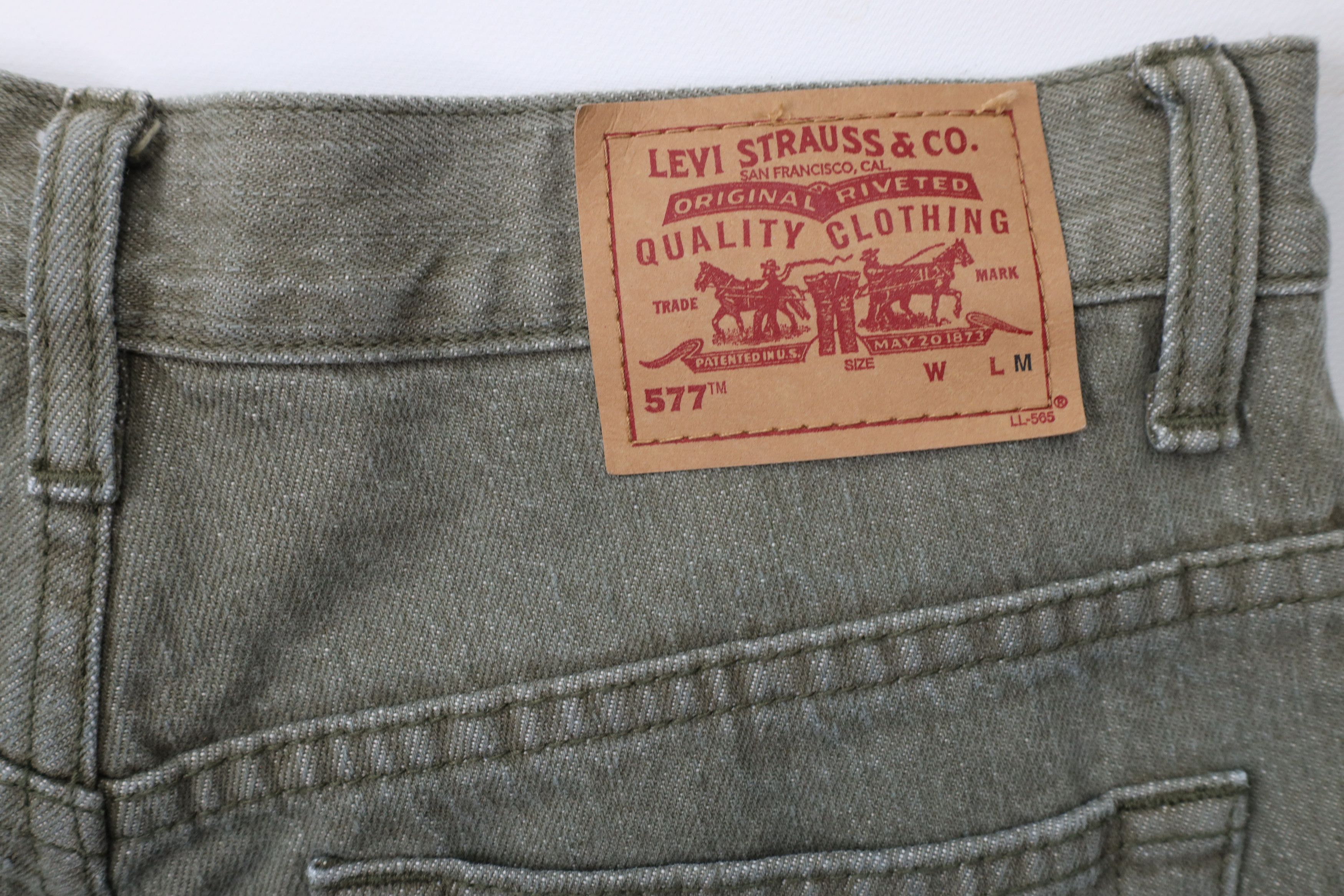 Levi's × Vintage Vintage Y2K 2002 Levis 577 Rise Loose Fit Denim Jeans Green Size 28" / US 6 / IT 42 - 12 Thumbnail