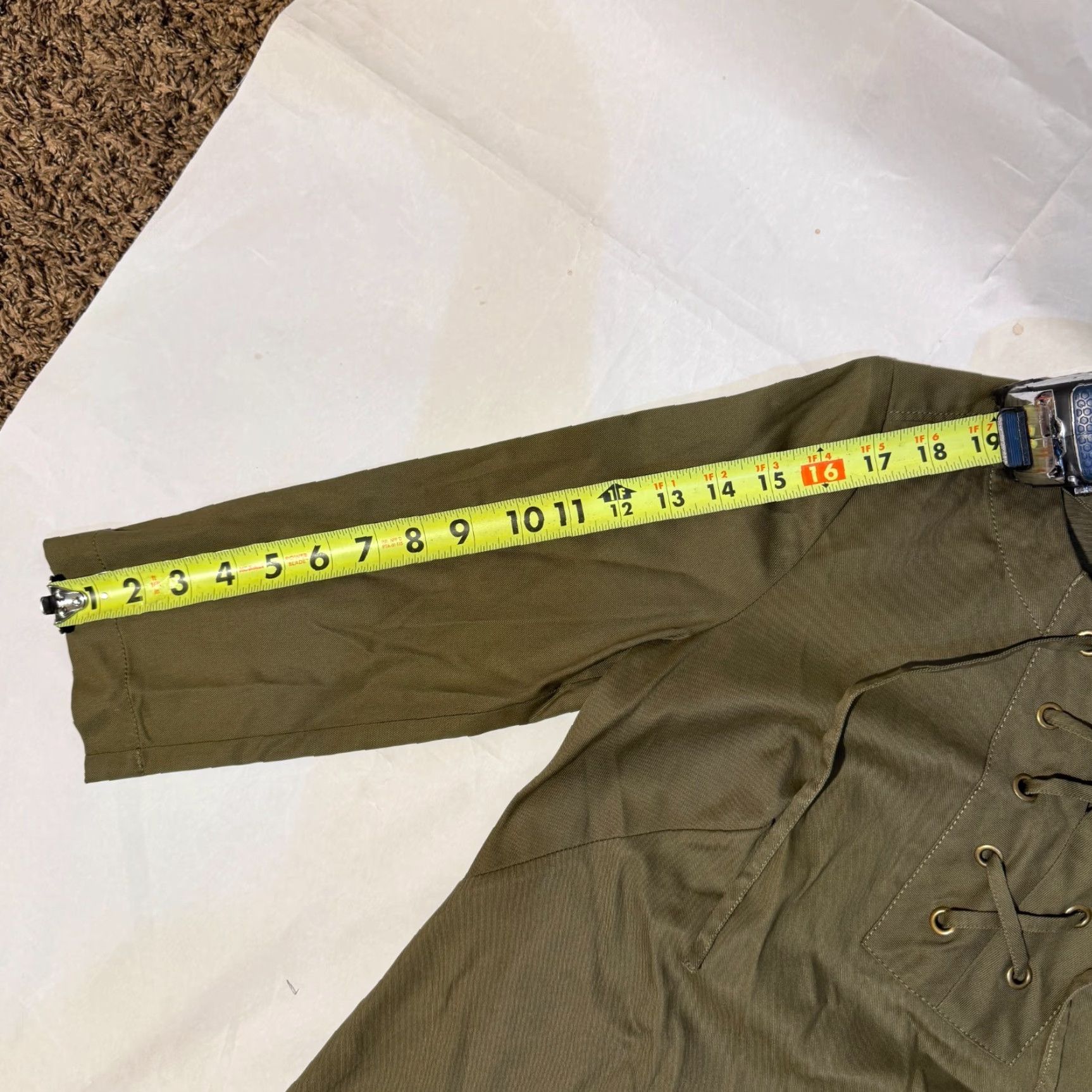 Talbots Talbots Shirt Dress 2 Lace Up Front 3/4 Sleeve Tencel Blend Knee Length Olive Green Womens/Regular Size 2 Size XS / US 0-2 / IT 36-38 - 5 Thumbnail