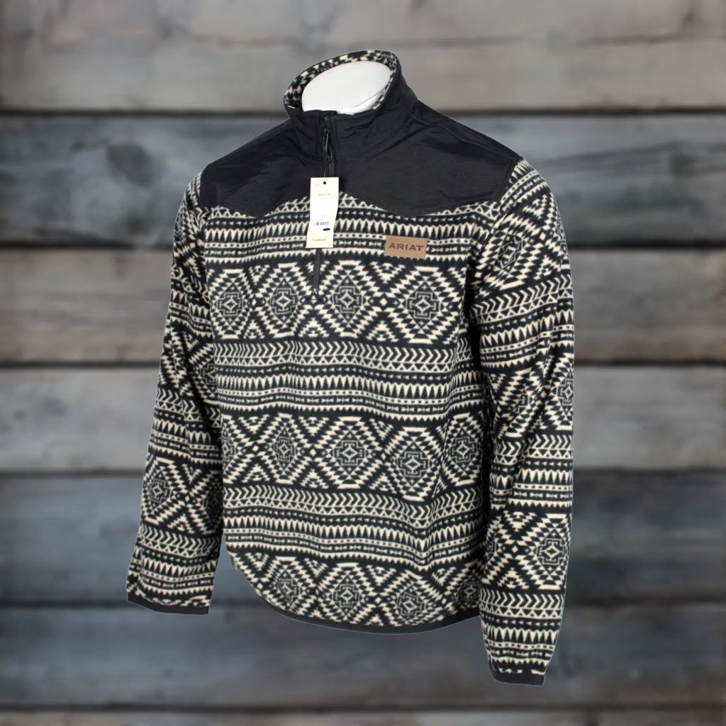 Ariat Ariat Men's Basis Fleece Sweater 1/4 Zip Pullover L Black Southwest Sweatshirt Geometric Pattern Sweater Size US L / EU 52-54 / 3 - 1 Thumbnail