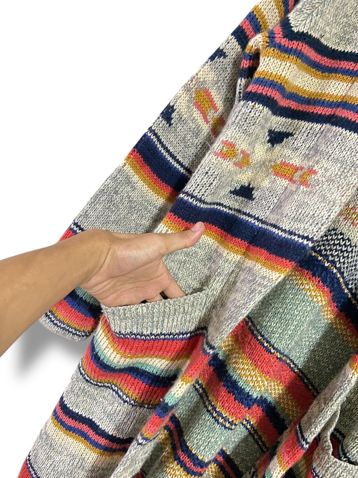 Japanese Brand Anti Ballistic Aztec Outerwear Long Cardigan (164) Size ONE SIZE - 3 Thumbnail