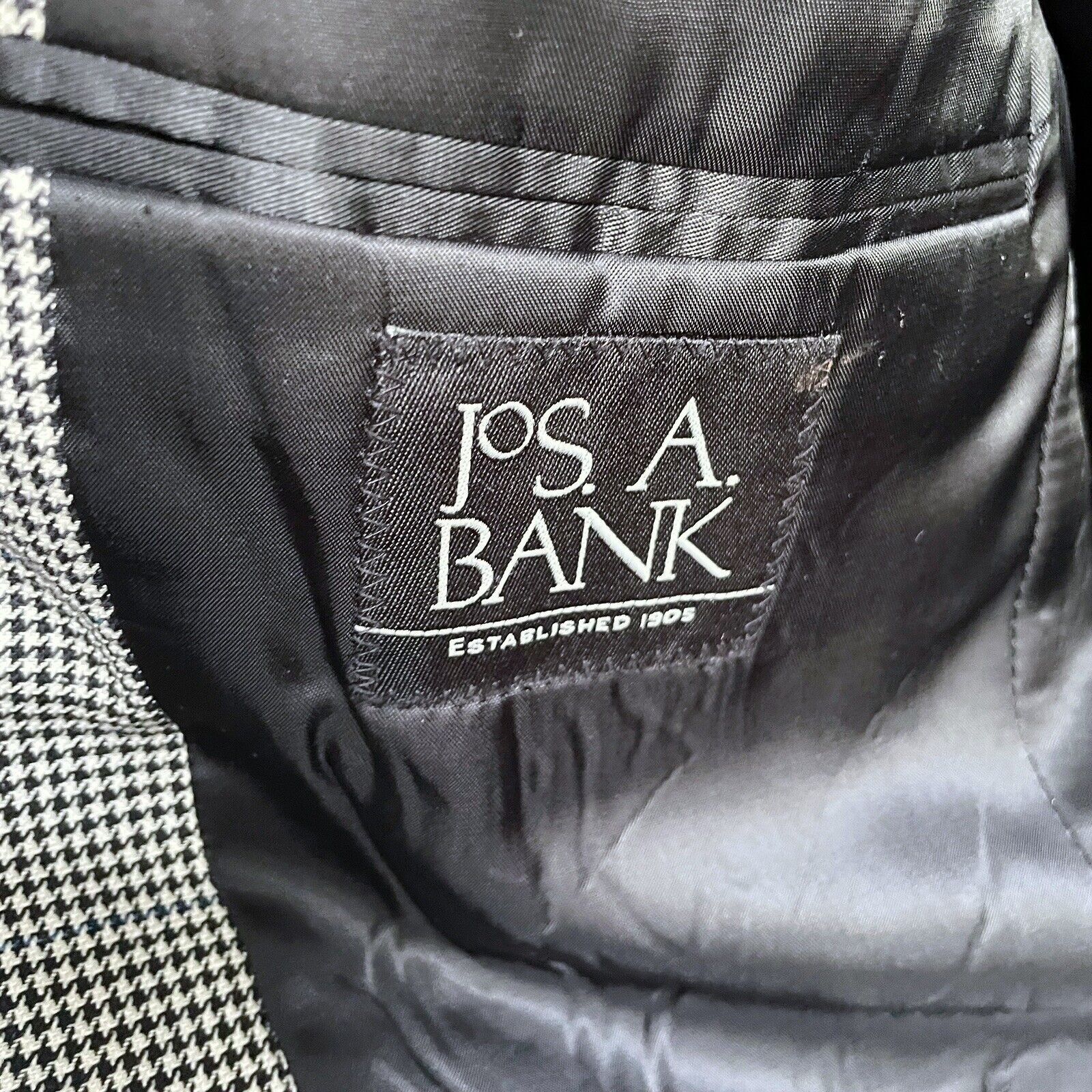Jos. A. Bank Jos A Bank Black Houndstooth Silk/Wool Sport Coat Mens 40R Size 40R - 5 Thumbnail