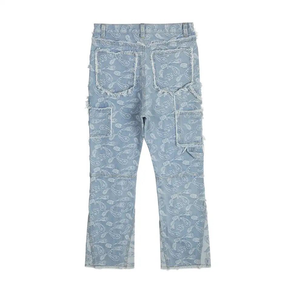 Japanese Brand × Vintage Urban Cashew Flower Full Print Patchwork Baggy Flare Jeans Size US 30 / EU 46 - 6 Thumbnail
