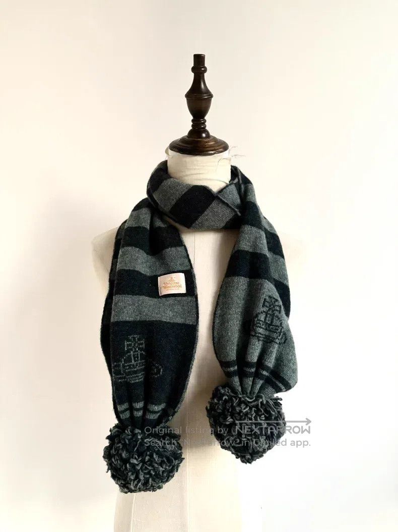 Vivienne Westwood Grey Striped Large Saturn Scarf