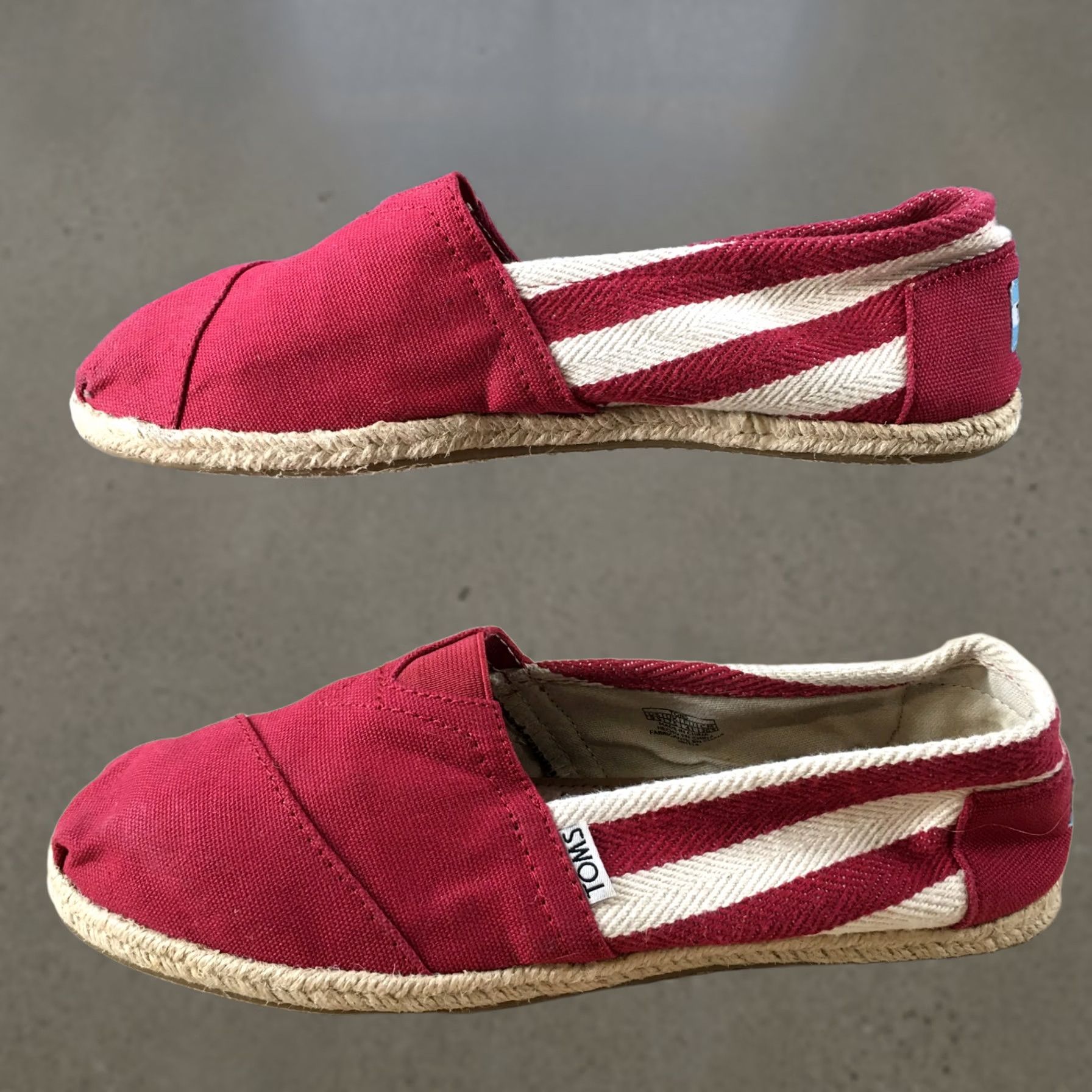 Toms TOMS Womens 9.5 Espadrille Red Canvas Comfort Casual Low Top Flats Size L / US 10 / IT 46 - 1 Thumbnail