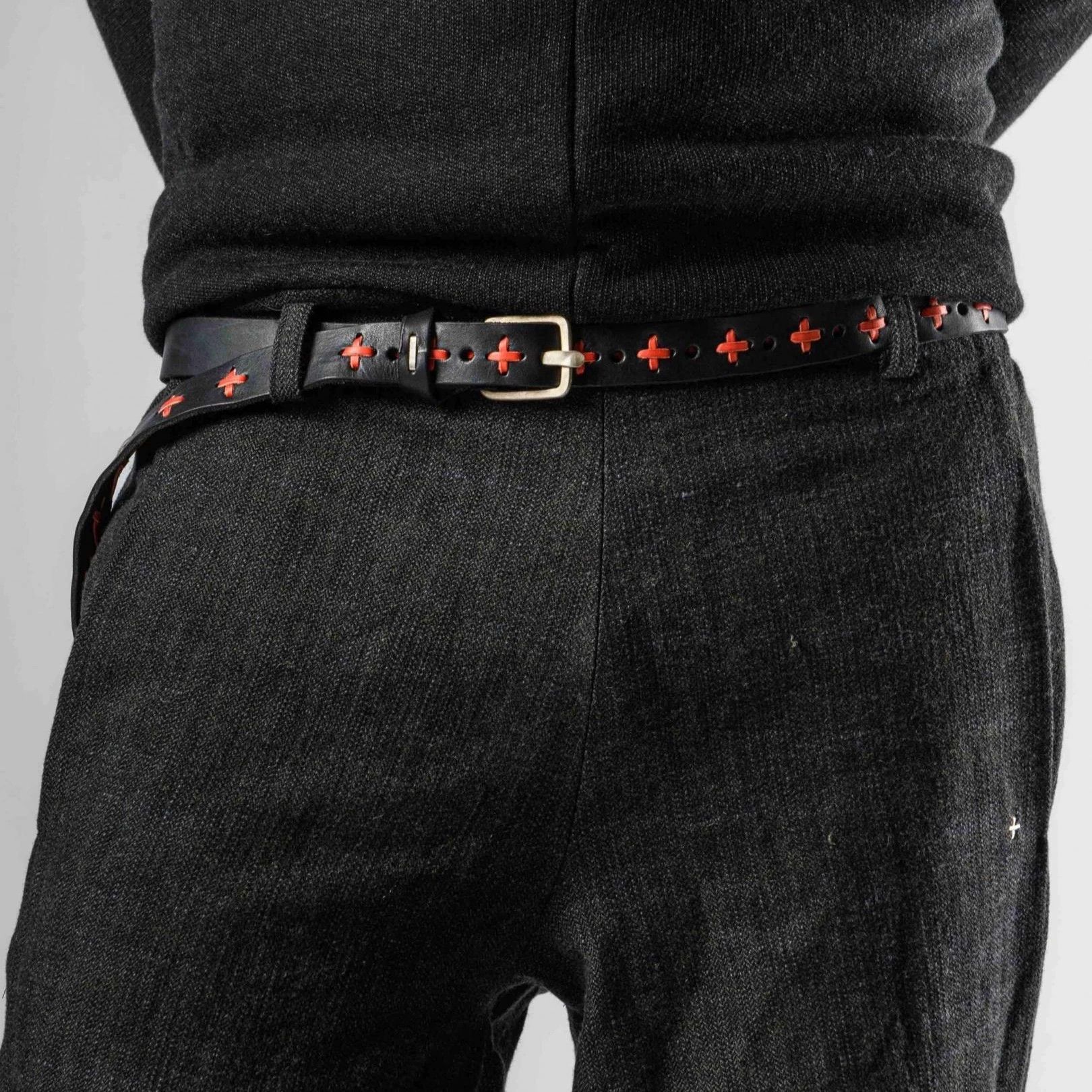 Ma+ M.A+ by Maurizio Amadei Red Woven Cross-Stitch Belt M Size ONE SIZE - 6 Thumbnail