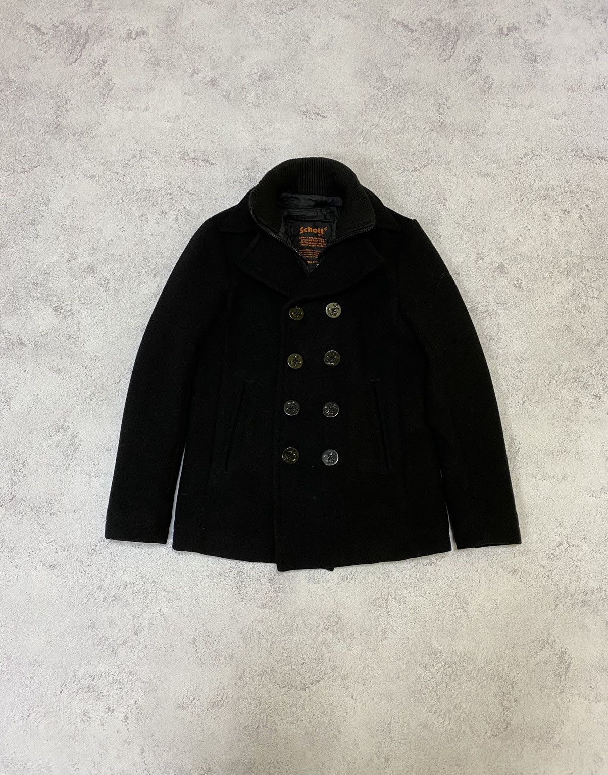 Schott Vintage Schott NYC Mens Black Wool Army Jacket Size S Size US S / EU 44-46 / 1 - 1 Thumbnail