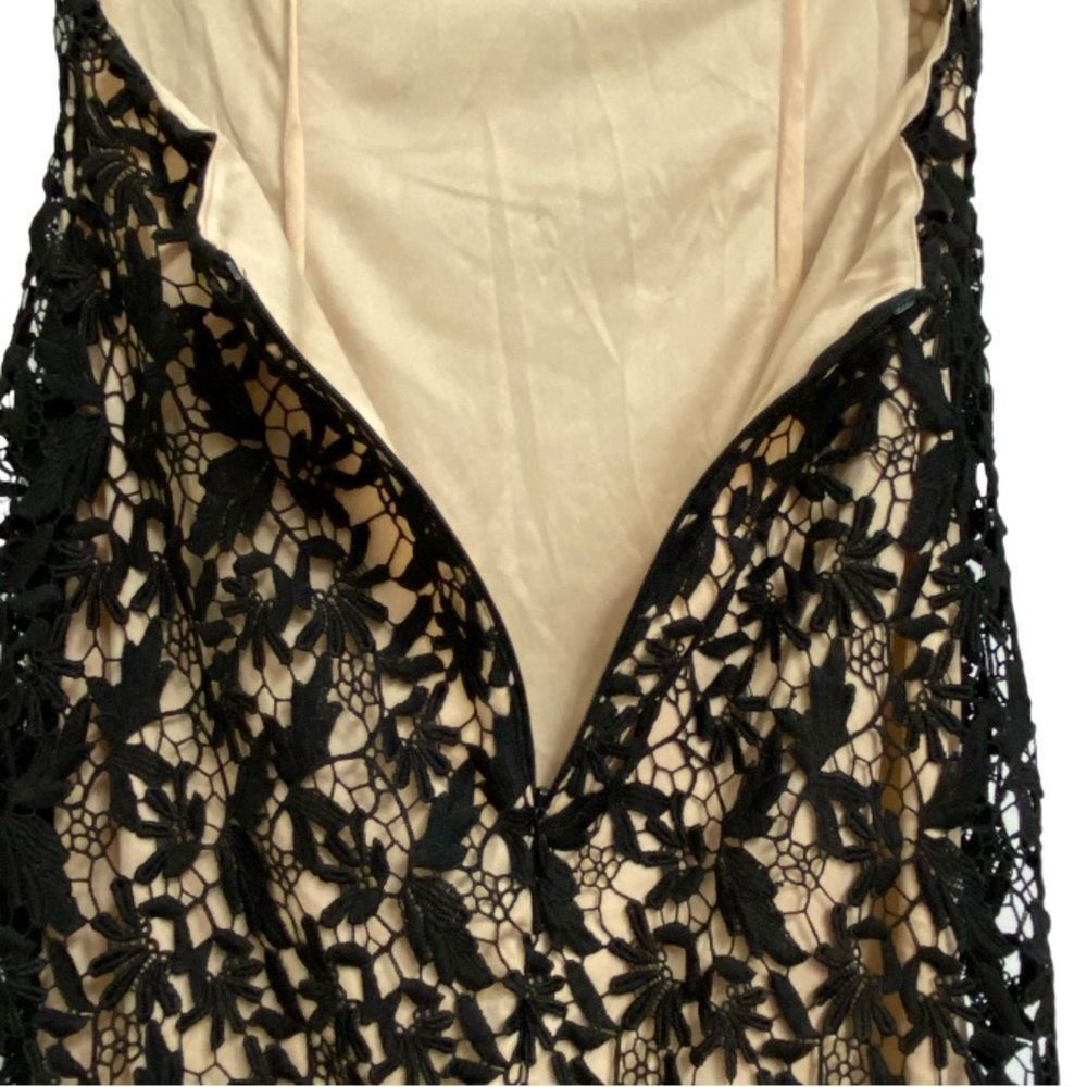 Other NWOT NSR Open Back Lace Overlay Midi Dress Sz M Black Beige Size M / US 6-8 / IT 42-44 - 6 Thumbnail