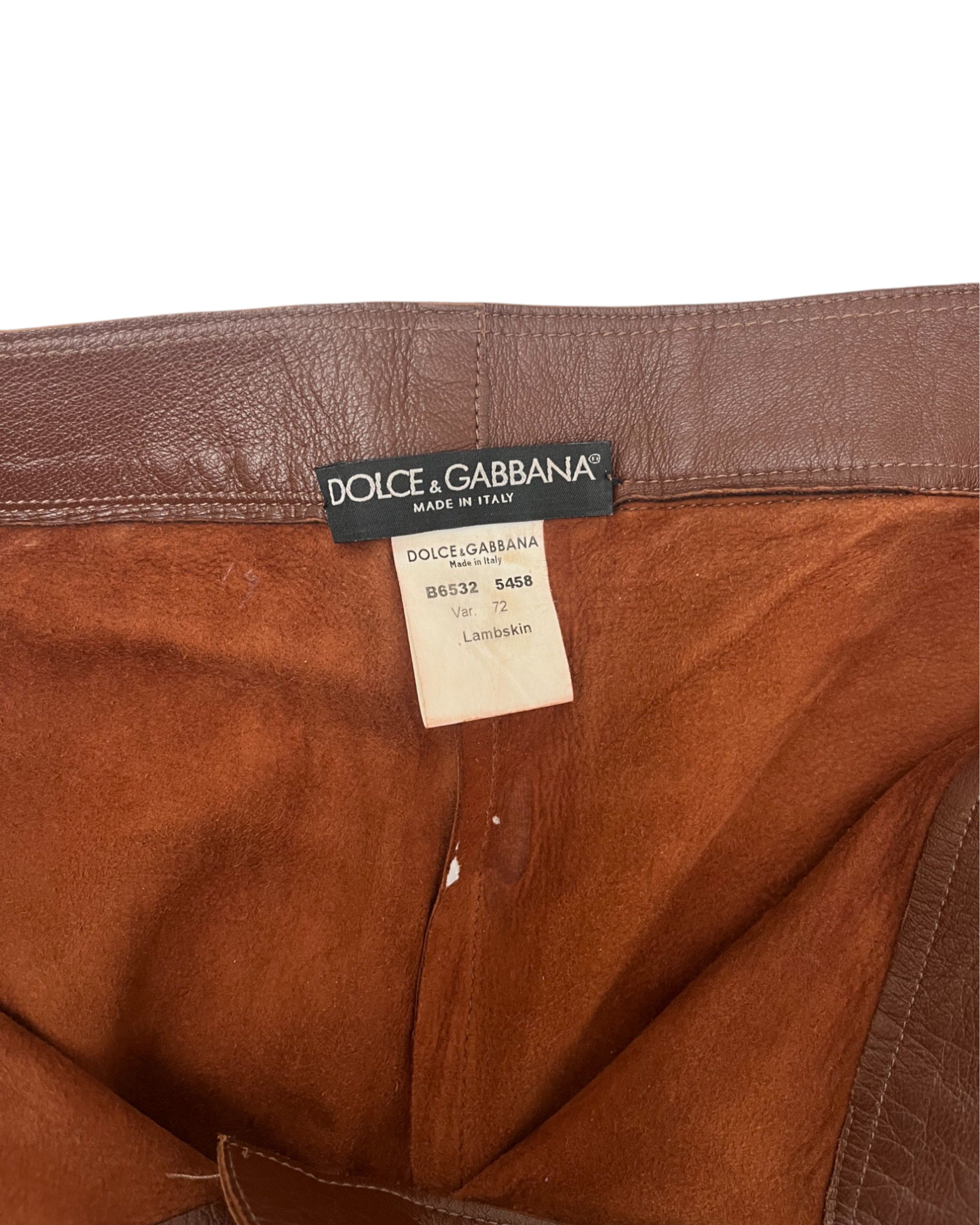 Dolce & Gabbana F/W 2001 Brown Lambskin Leather Bootcut Pants Size 27" / US 4 / IT 40 - 10 Thumbnail
