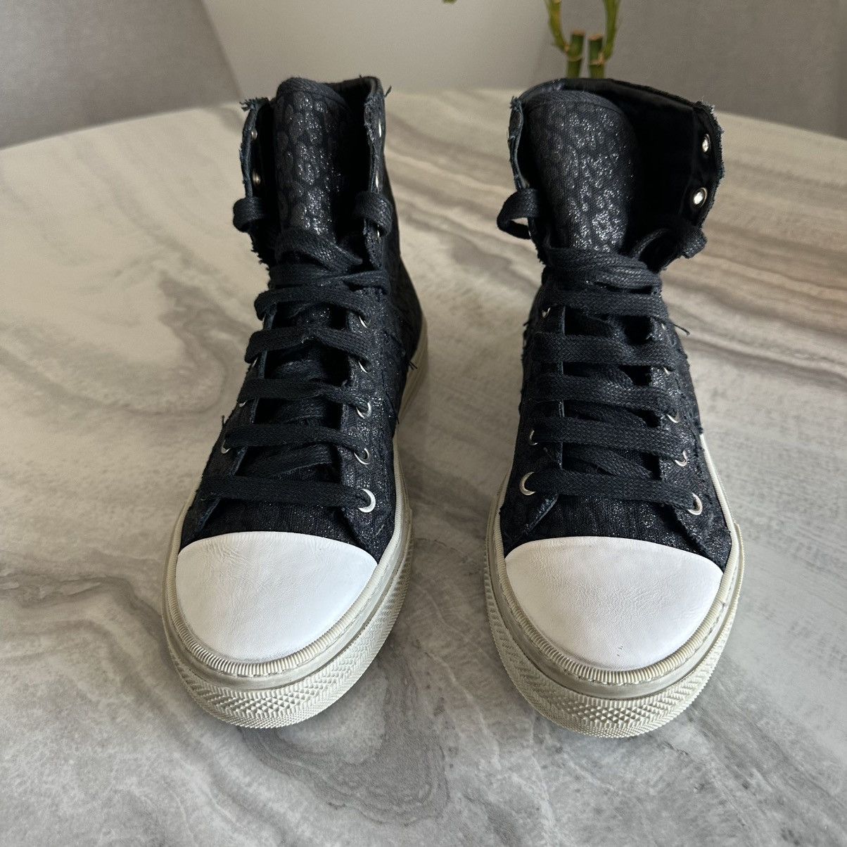 Amiri Amiri Sunset Glitter Leopard Black High Top Canvas Sneakers Size US 8 / EU 41 - 3 Thumbnail
