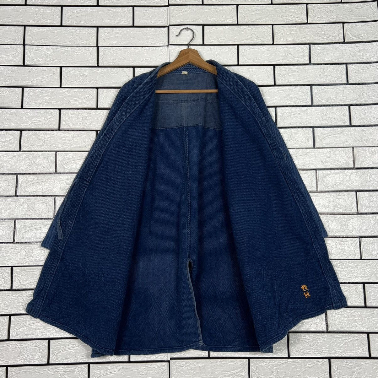 Japanese Brand Vintage Blue Indigo Sashiko Thick Weave Kimono #4113-C187 Size US XL / EU 56 / 4 - 11 Thumbnail