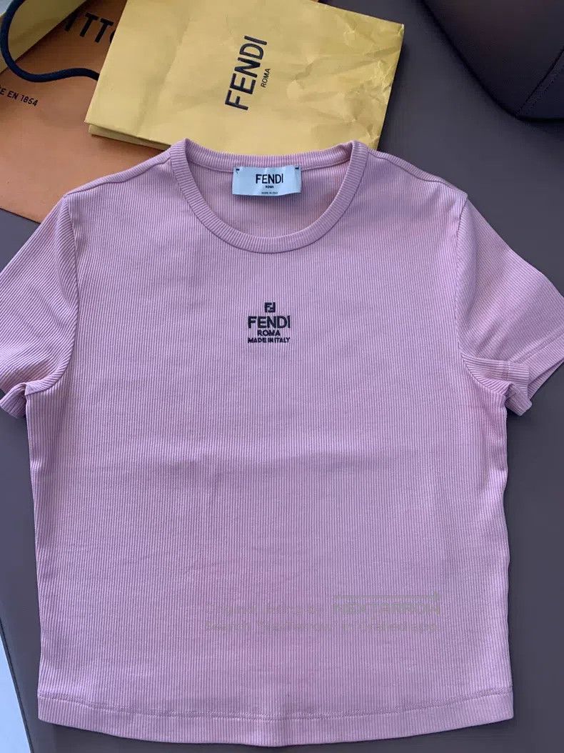 Fendi Fendi Pink Ribbed Short Sleeve Size S / US 4 / IT 40 - 3 Thumbnail