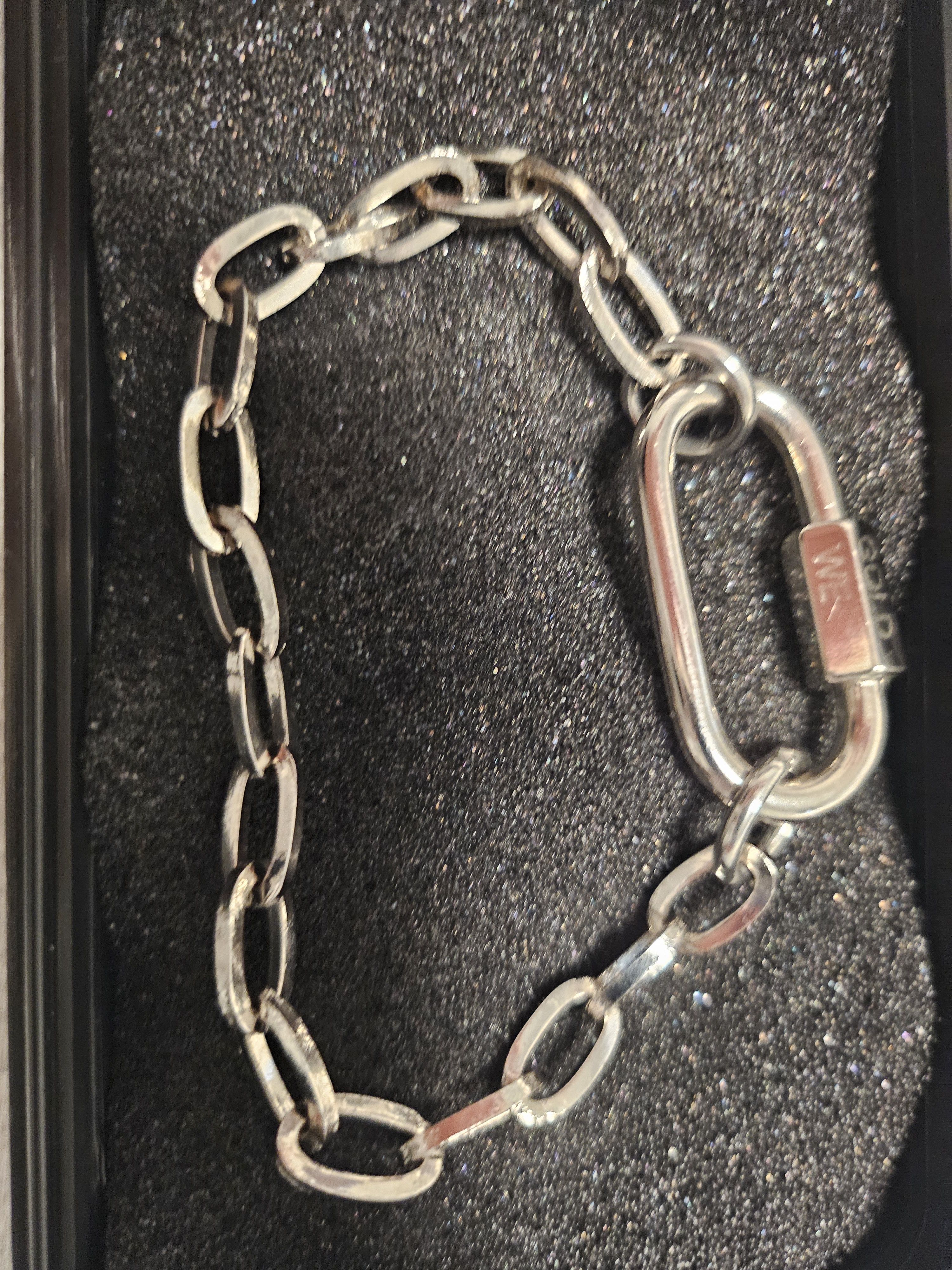 In Gold We Trust Silver Steel Link Bracelet